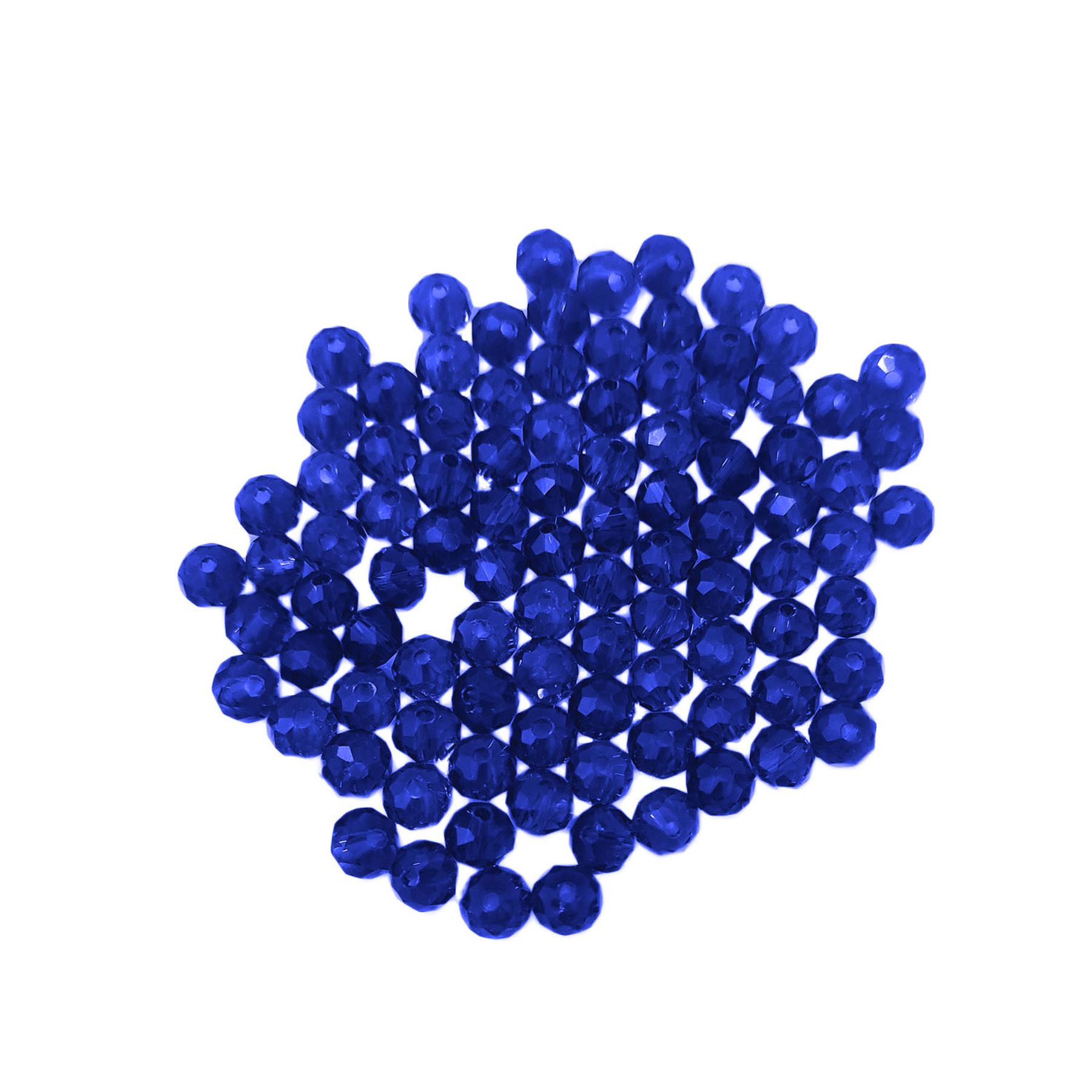 Glasperlen - Typ 'Facettiert' - 100  Stück - 6 mm - Blau dunkel