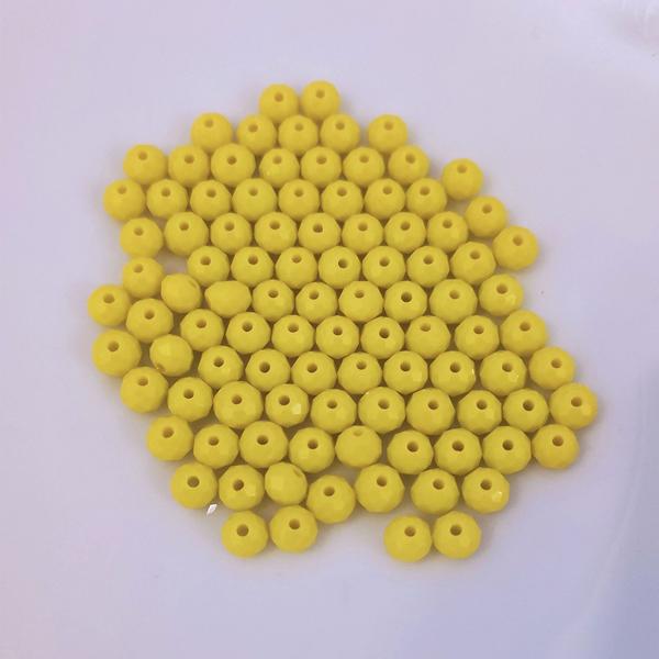 Glasperlen - Typ 'Facettiert' - 100  Stück - 6 mm - Gelb matt