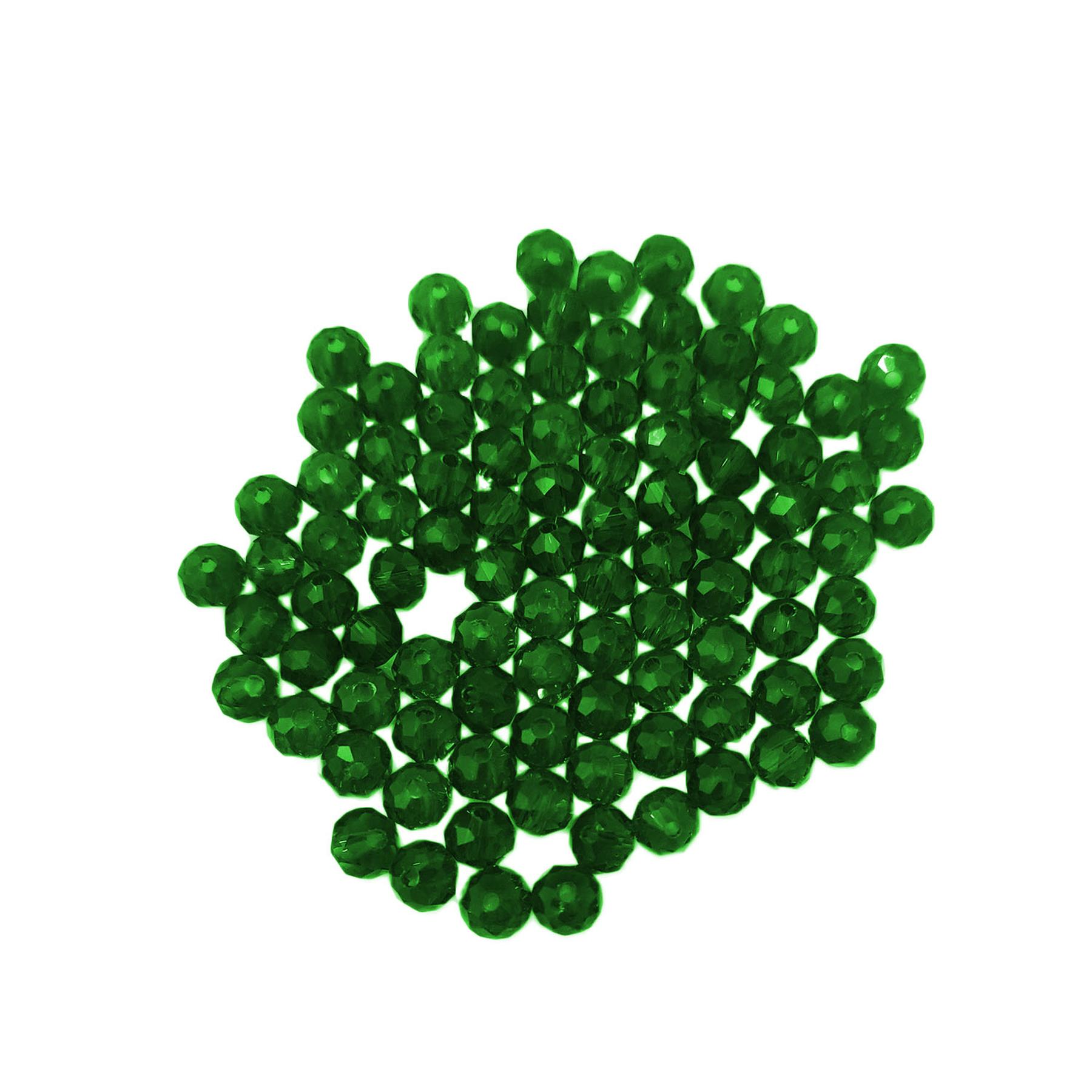 Glasperlen - Typ 'Facettiert' - 160 Stück  - 3 mm - Grün dunkel