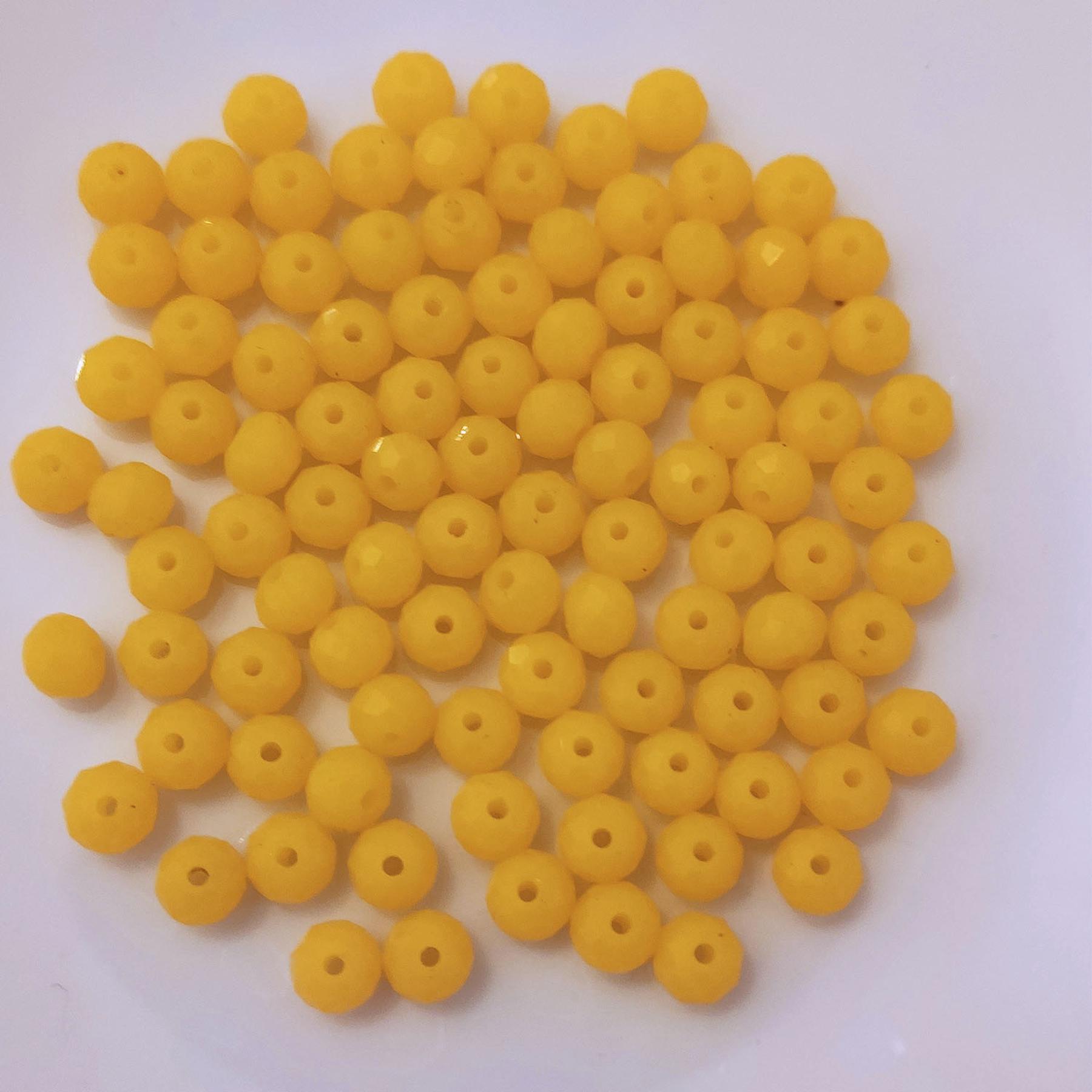 Glasperlen - Typ 'Facettiert' - 100  Stück - 6 mm - Orange matt