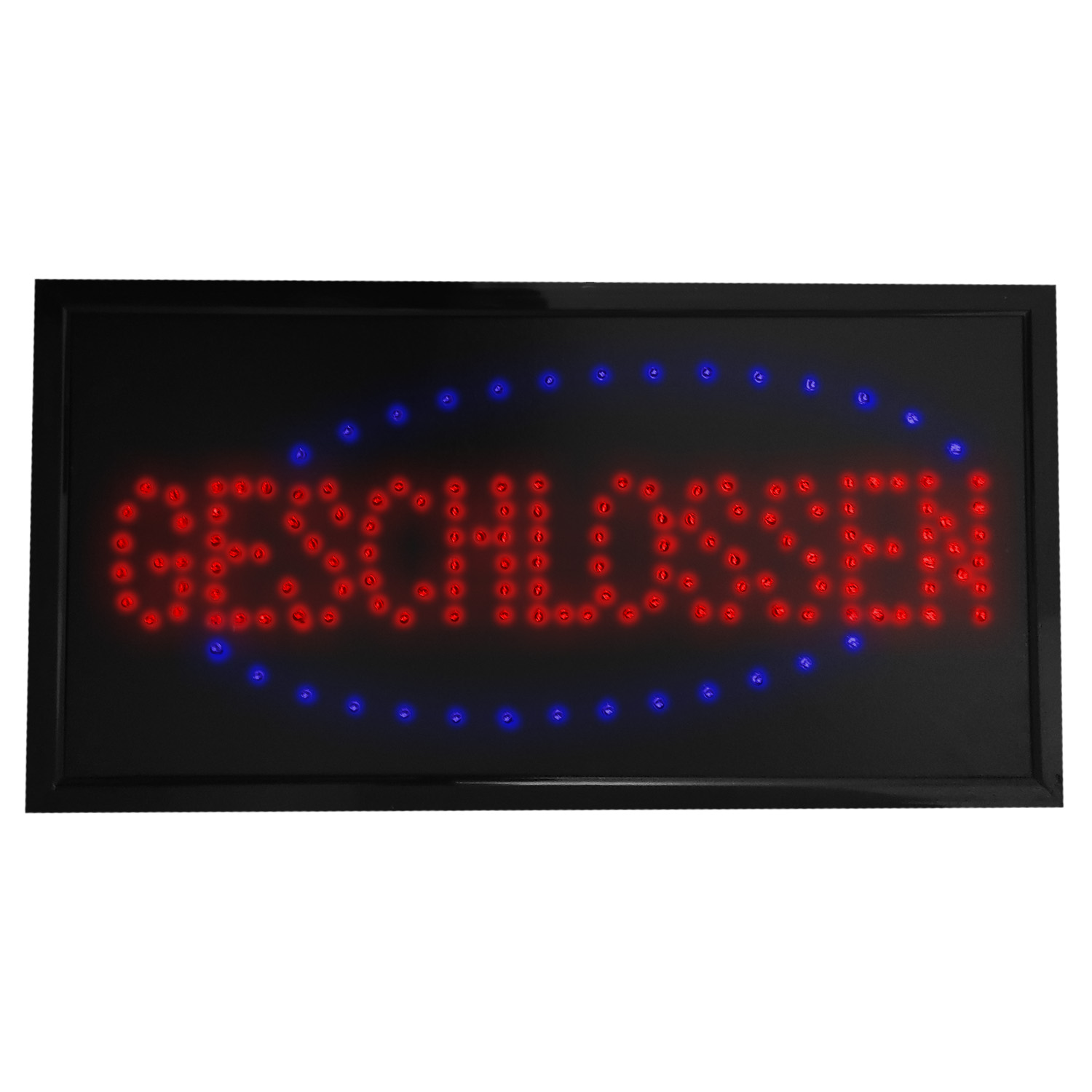 Manufaktur für LED Leuchtschilder - LED Hinweisschild  Closed -  Open , Farbmodi getrennt steuerbar grün - rot. Wegweiser Leuchtschild  Türschild