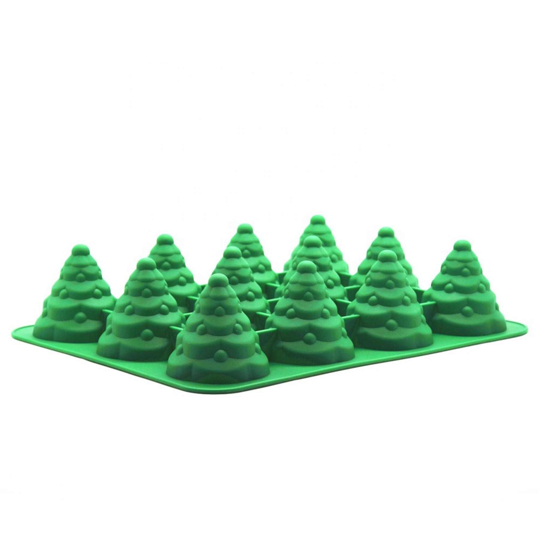 Silikon Backform 3D Tannenbäume, 12er Form, grün