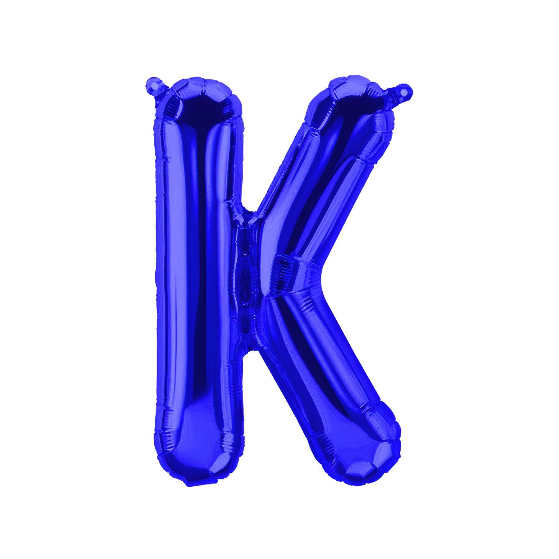 Folienballon Buchstabe K, blau, ca. 40 cm, fÃ¼r LuftbefÃ¼llung