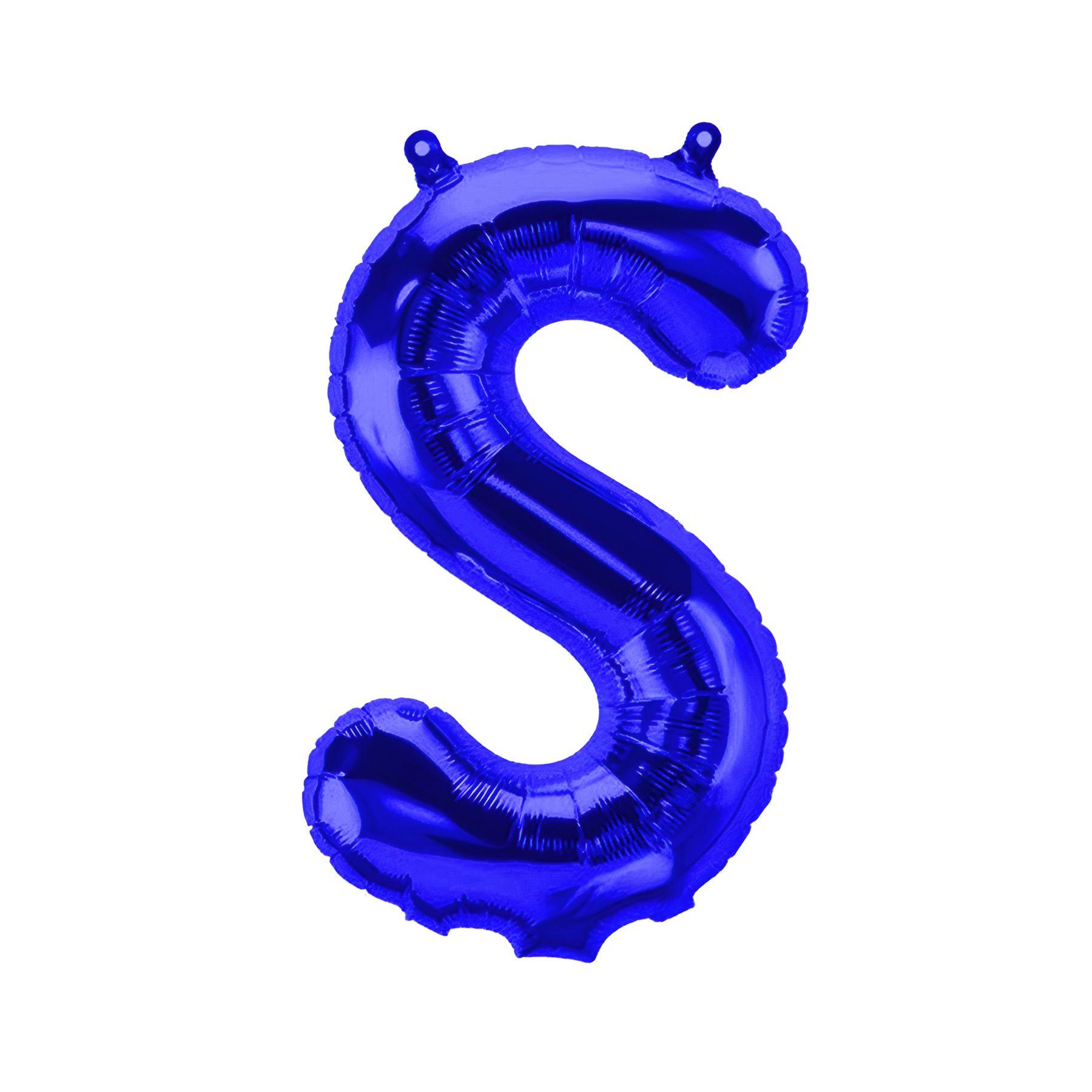 Folienballon Buchstabe S, blau, ca. 40 cm, fÃ¼r LuftbefÃ¼llung