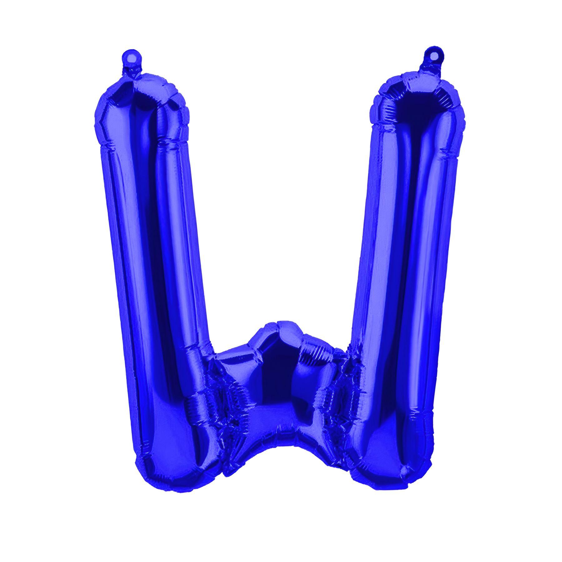 Folienballon Buchstabe W, blau, ca. 40 cm, fÃ¼r LuftbefÃ¼llung