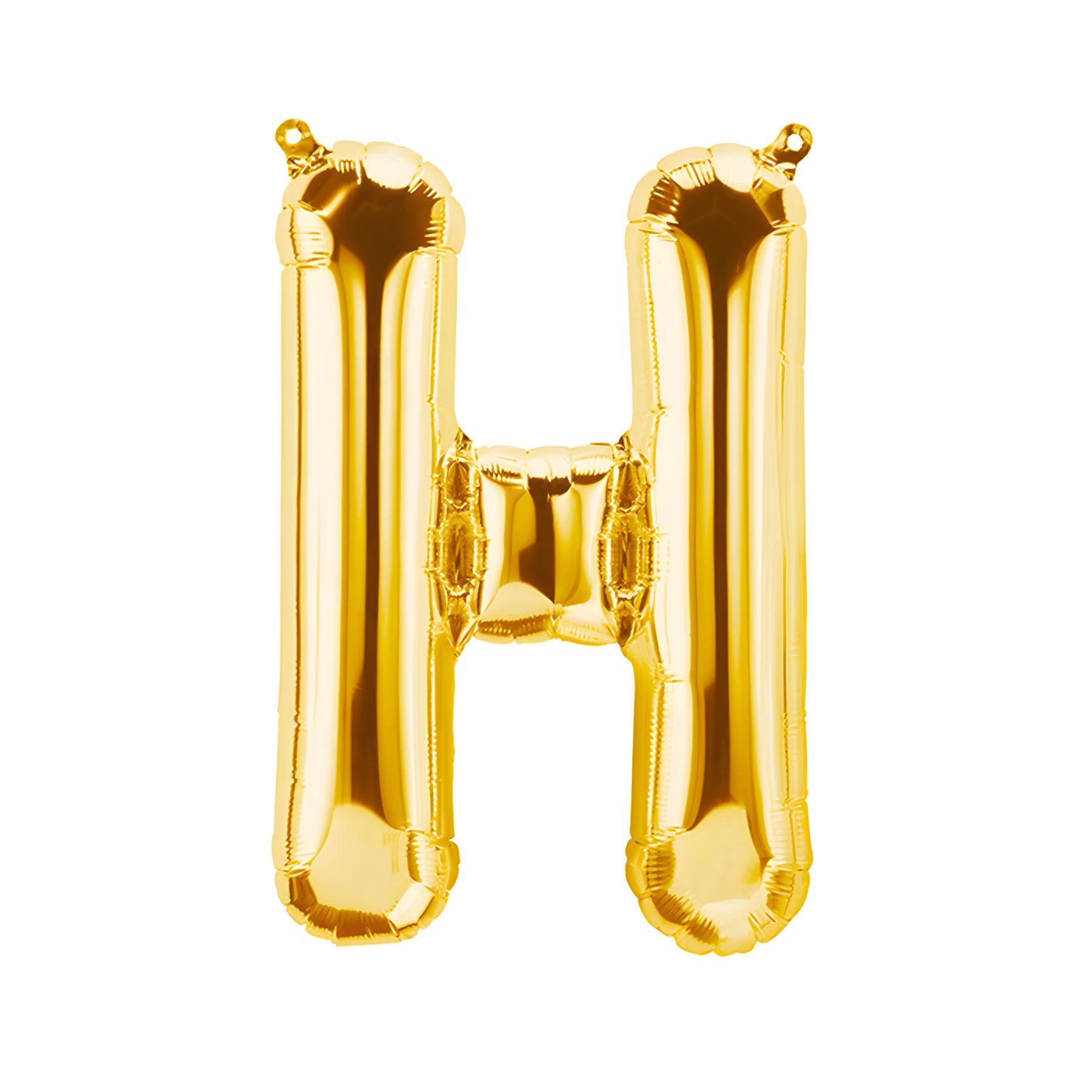 Folienballon Buchstabe H, gold, ca. 80 cm, für Luftbefüllung