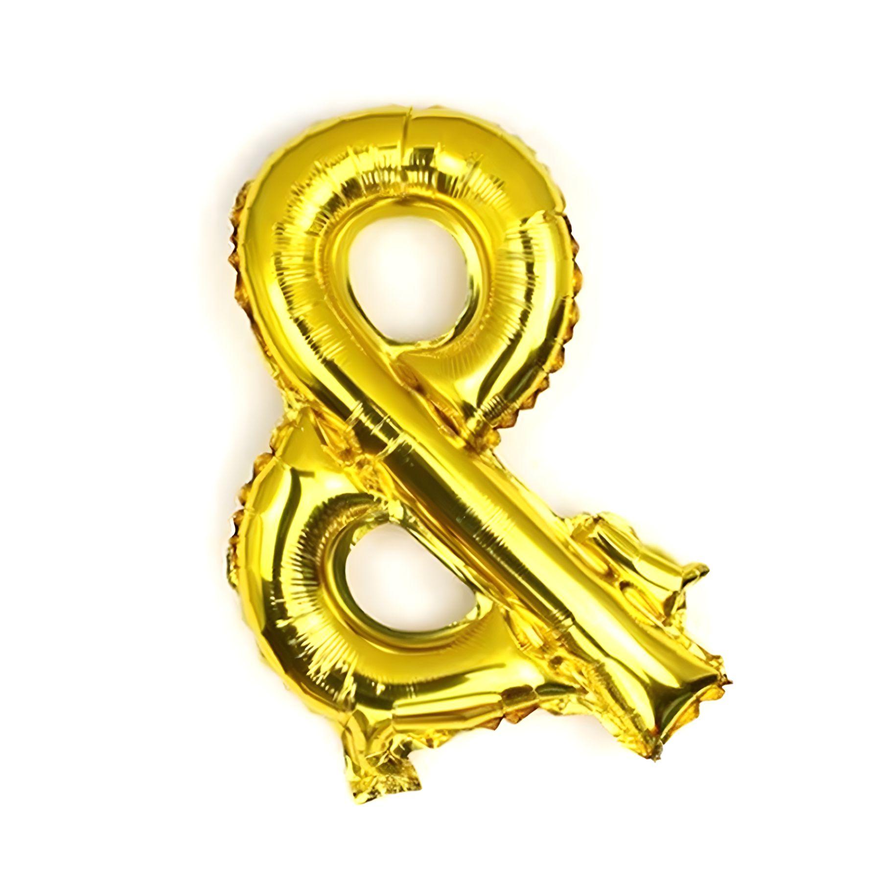 Folienballon Zeichen und &, gold, ca. 40 cm, für Luftbefüllung