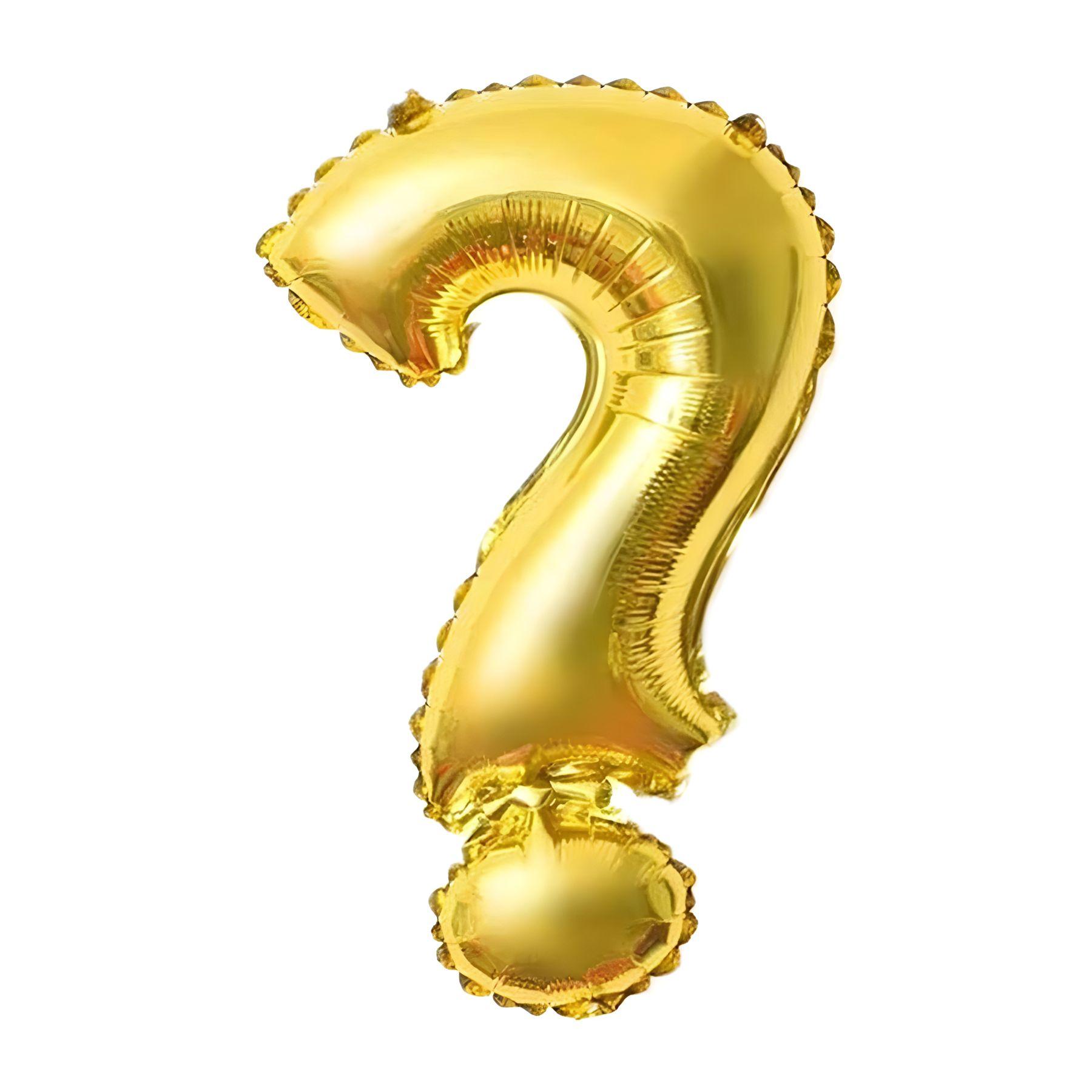 Folienballon Fragezeichen ? , gold, ca. 40 cm, für Luftbefüllung