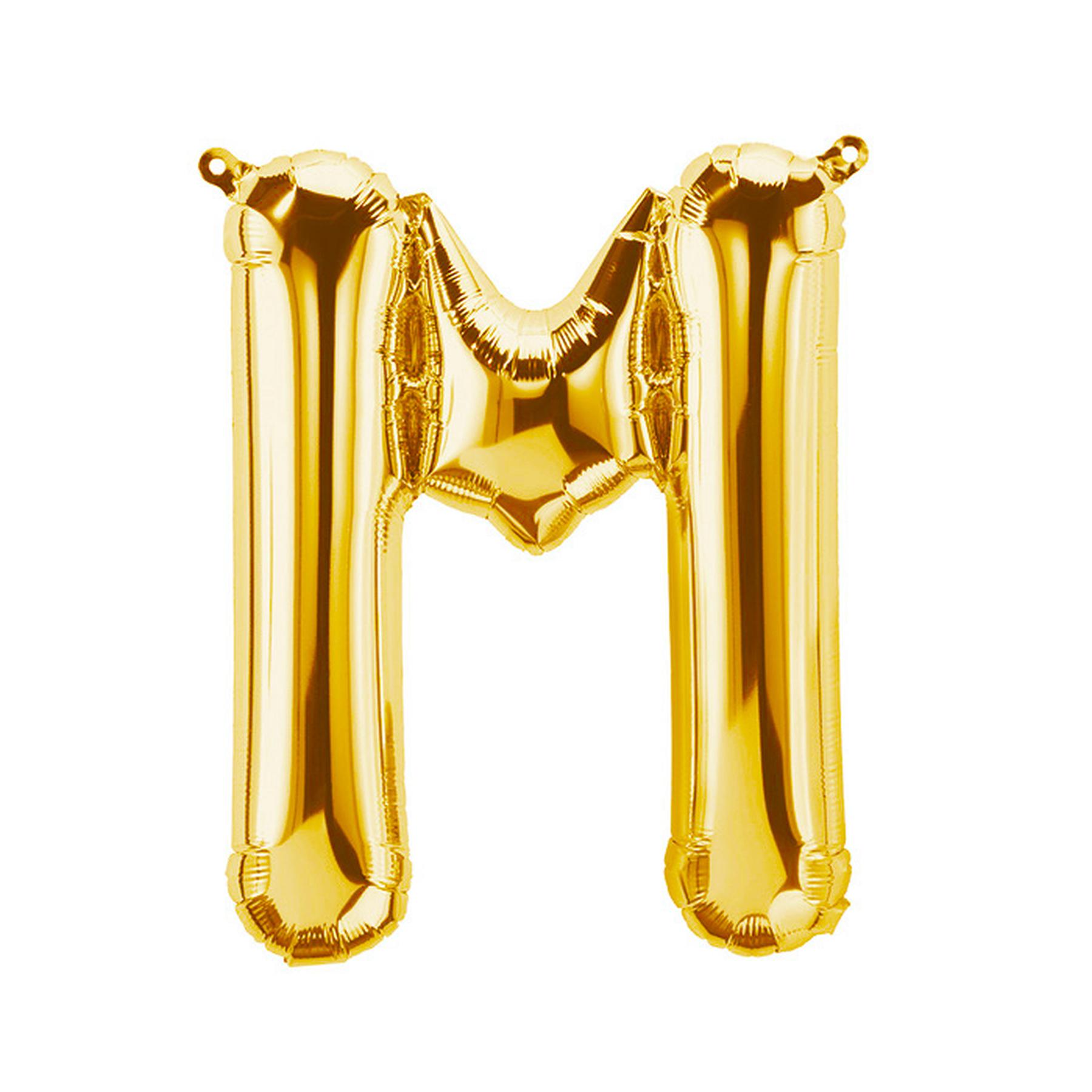 Folienballon Buchstabe M, gold, ca. 40 cm, für Luftbefüllung