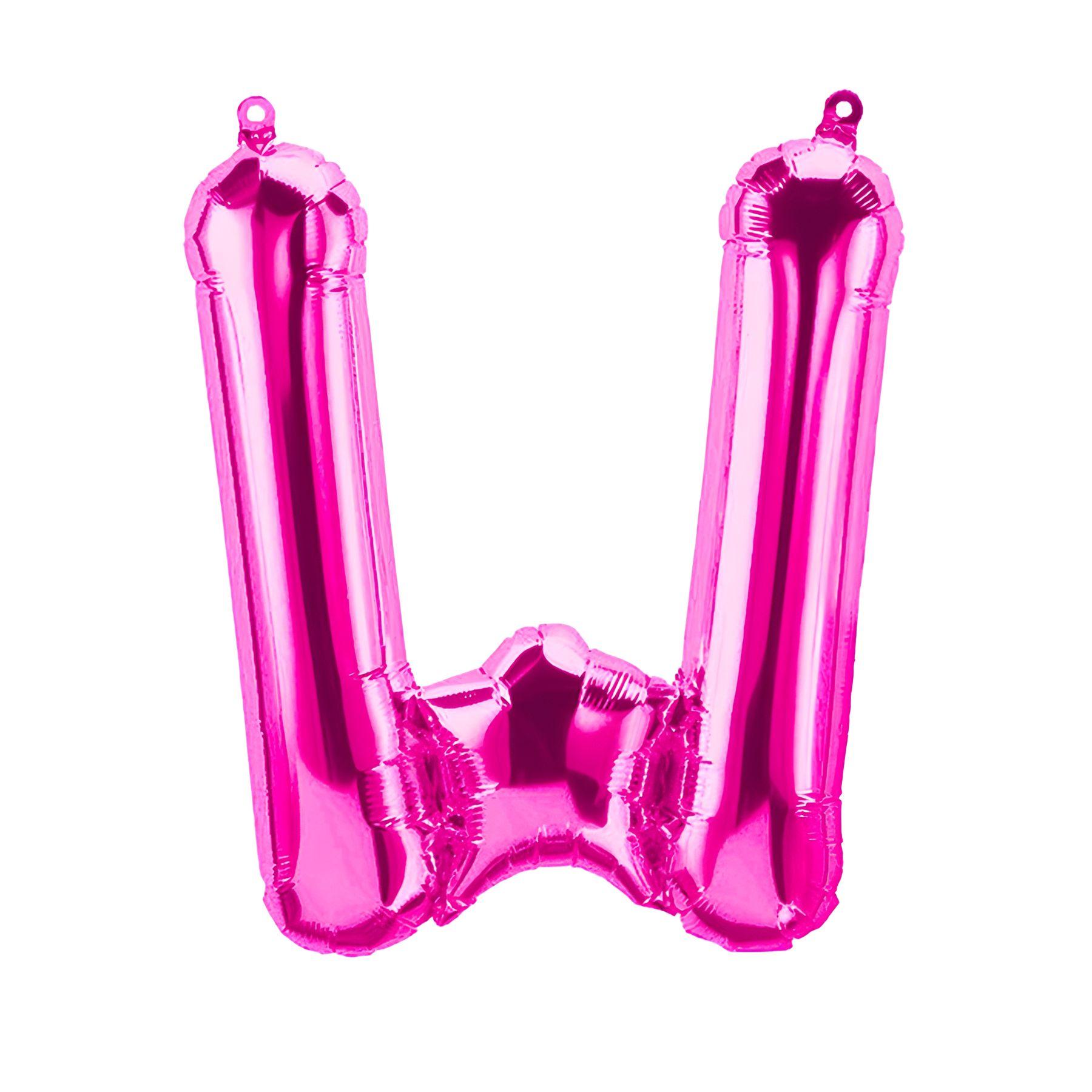Folienballon Buchstabe W, pink, ca. 40 cm, fÃ¼r LuftbefÃ¼llung