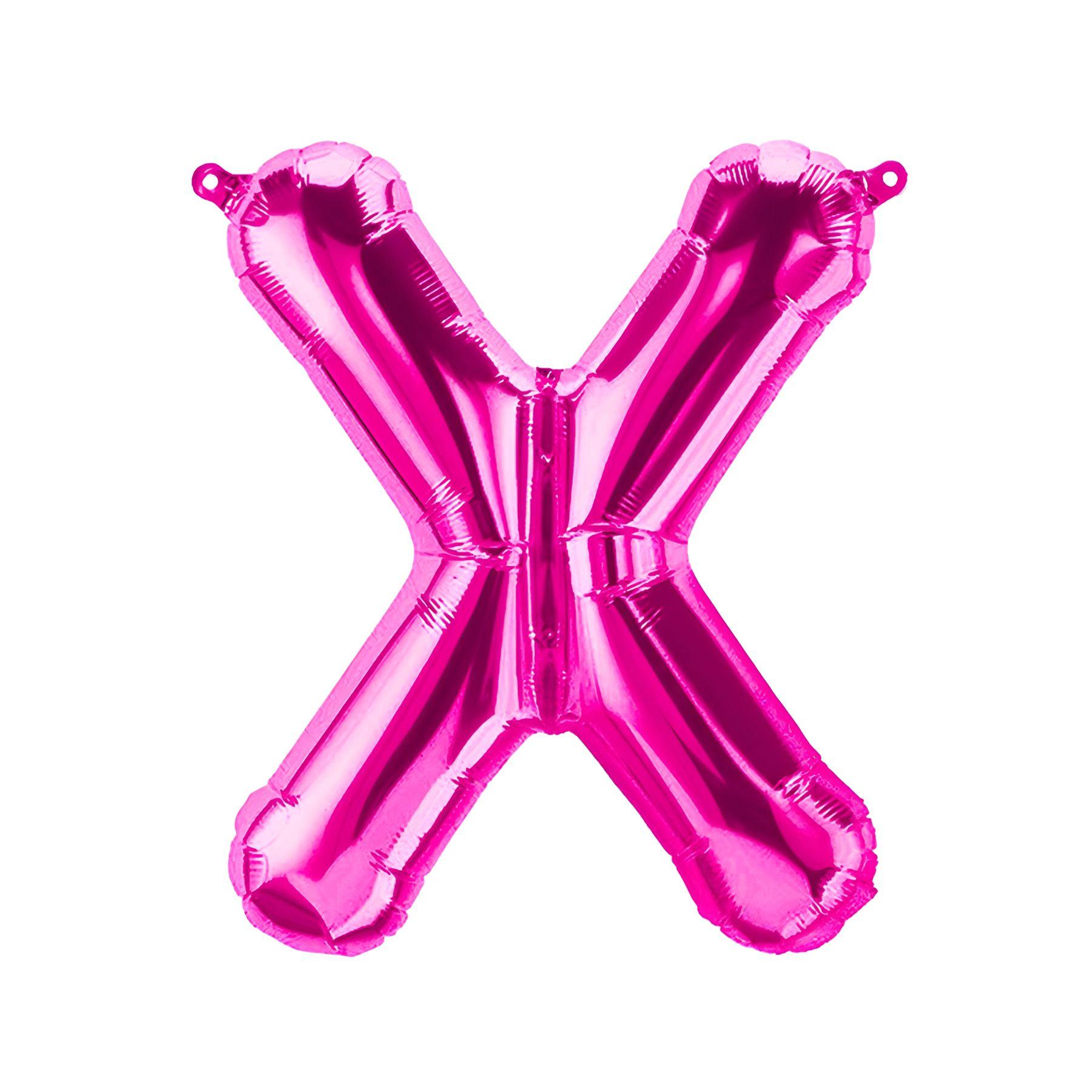 Folienballon Buchstabe X, pink, ca. 40 cm, fÃ¼r LuftbefÃ¼llung