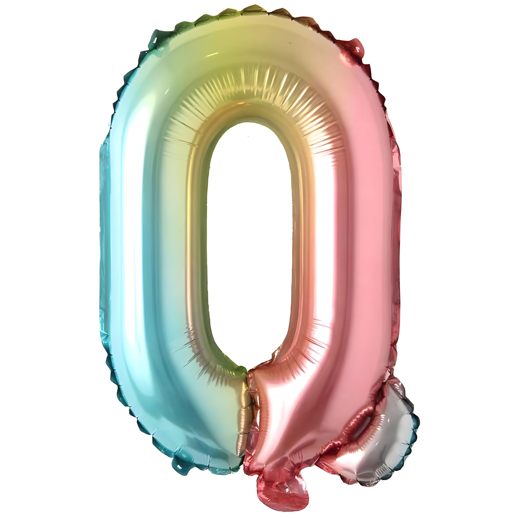Folienballon Buchstabe Q, regenbogen bunt, ca. 40 cm, für