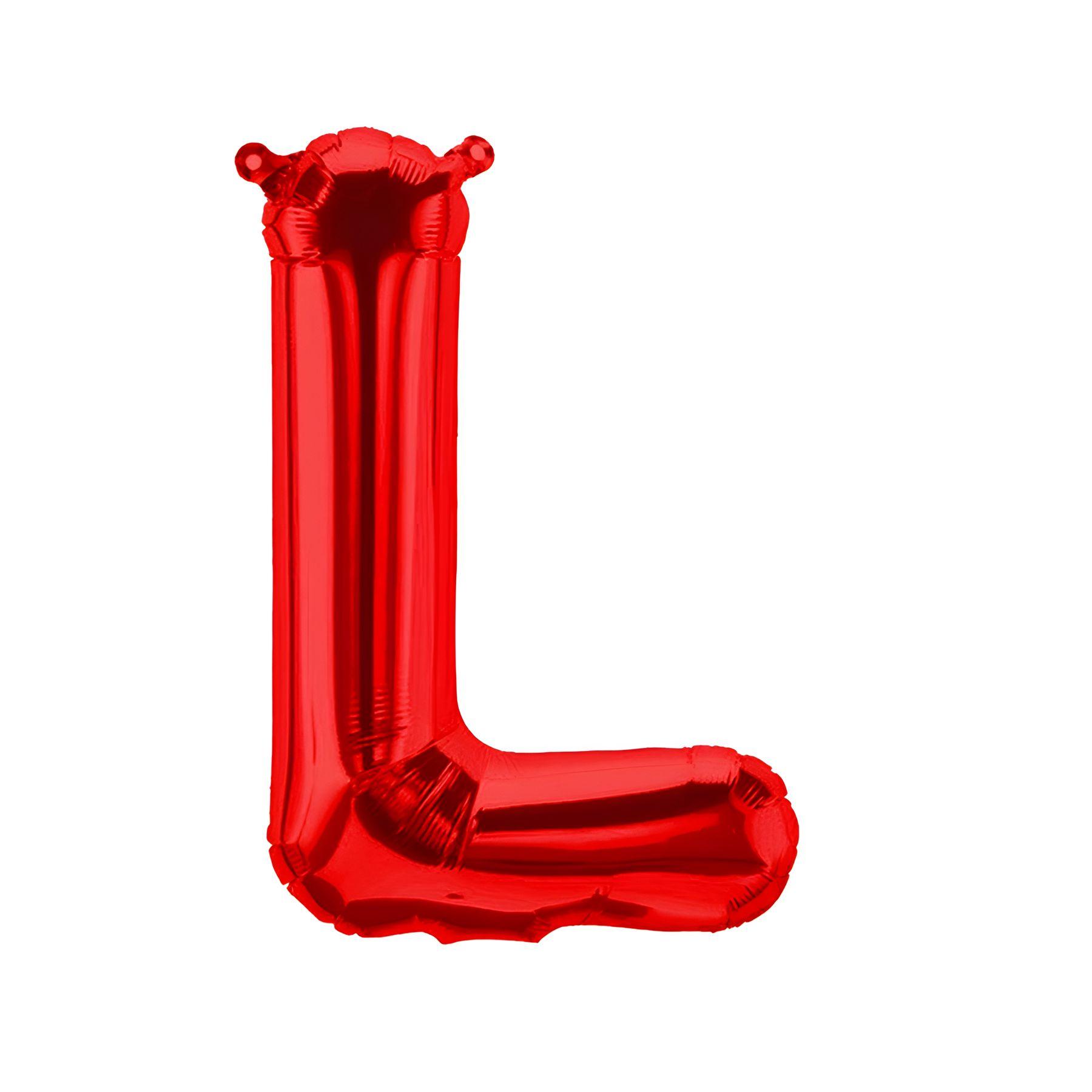 Folienballon Buchstabe L, rot, ca. 40 cm, fÃ¼r LuftbefÃ¼llung