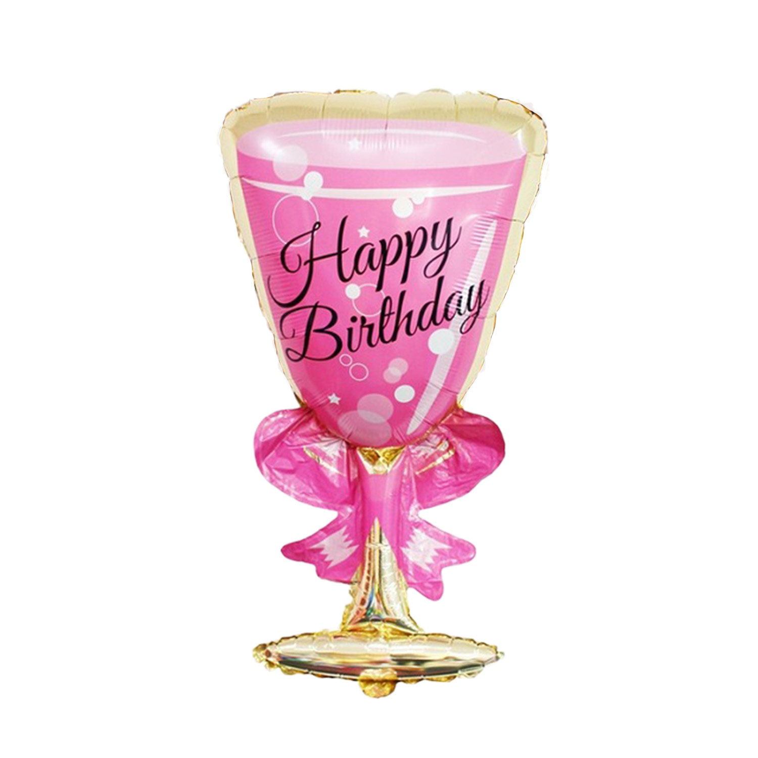 Folienballon - 36 Inch - Happy Birthday  - Pinkes Sekt-Glas