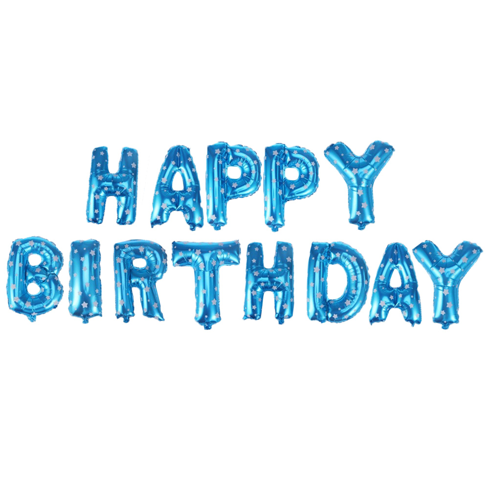 Folienballon - 16 Inch - Happy Birthday - Blau mit Sternen