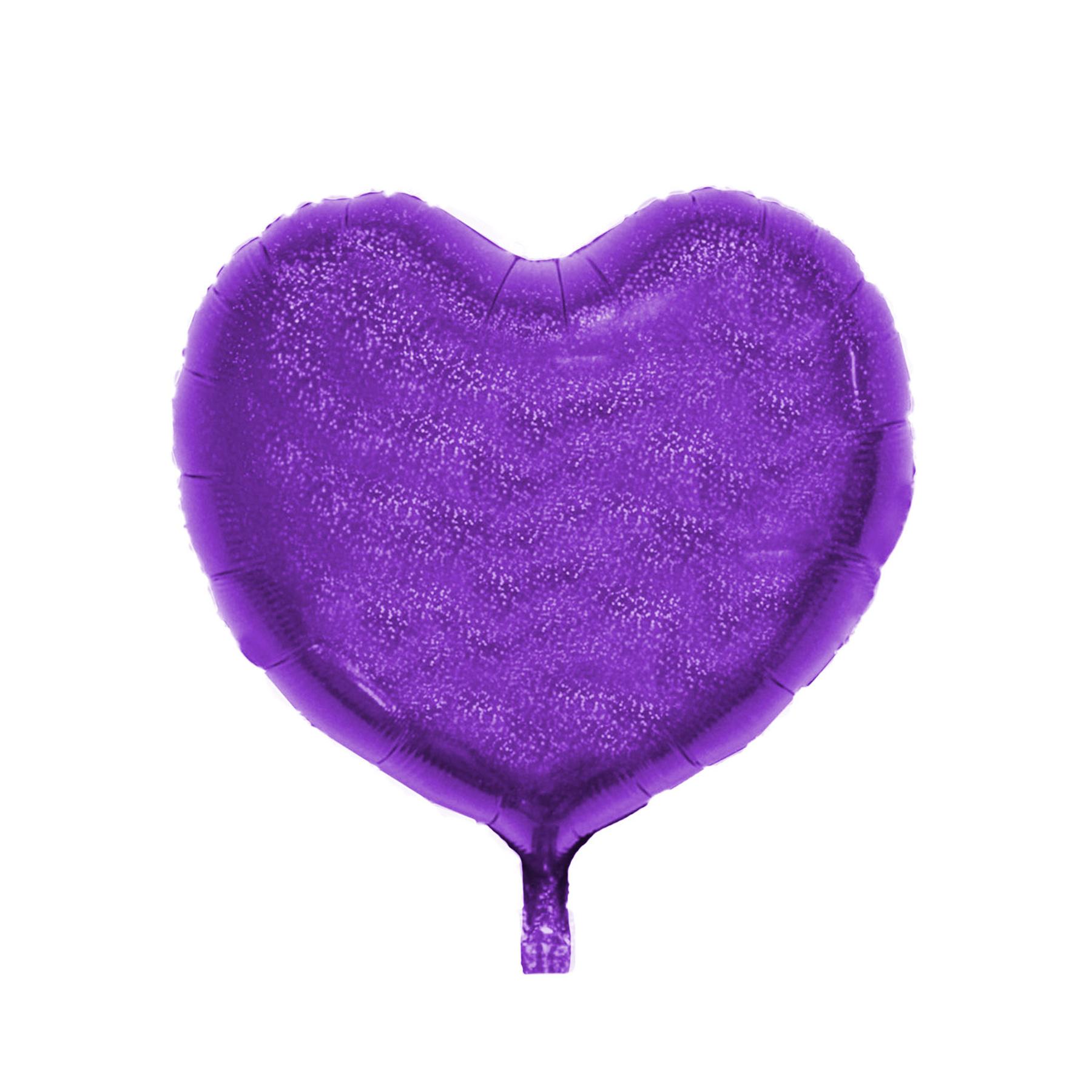 Folienballon Herz, Violett (glitzernd), ca. 45 cm
