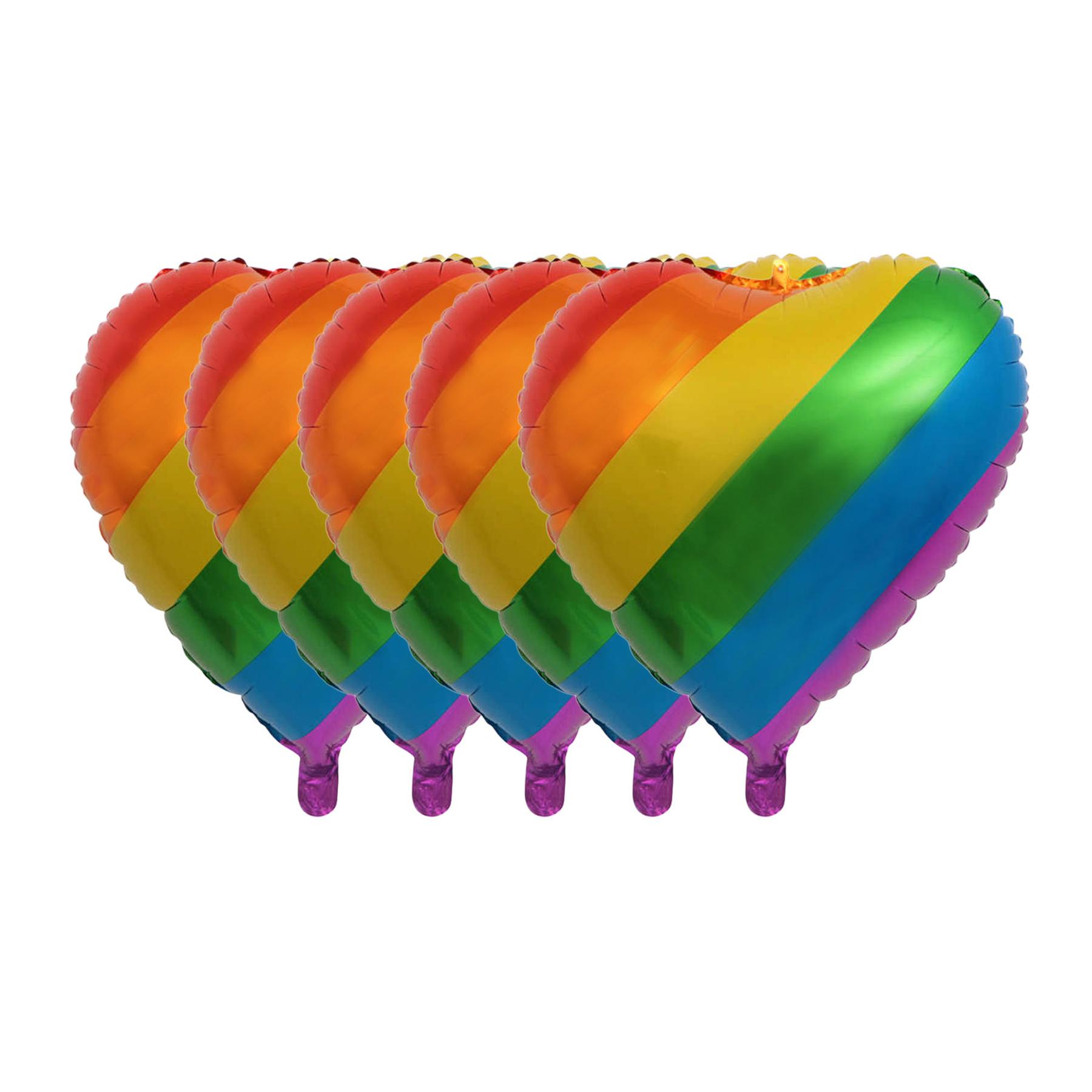 5er Set: Folienballon - 24 inch - Herz - Regenbogenfarben (2432)