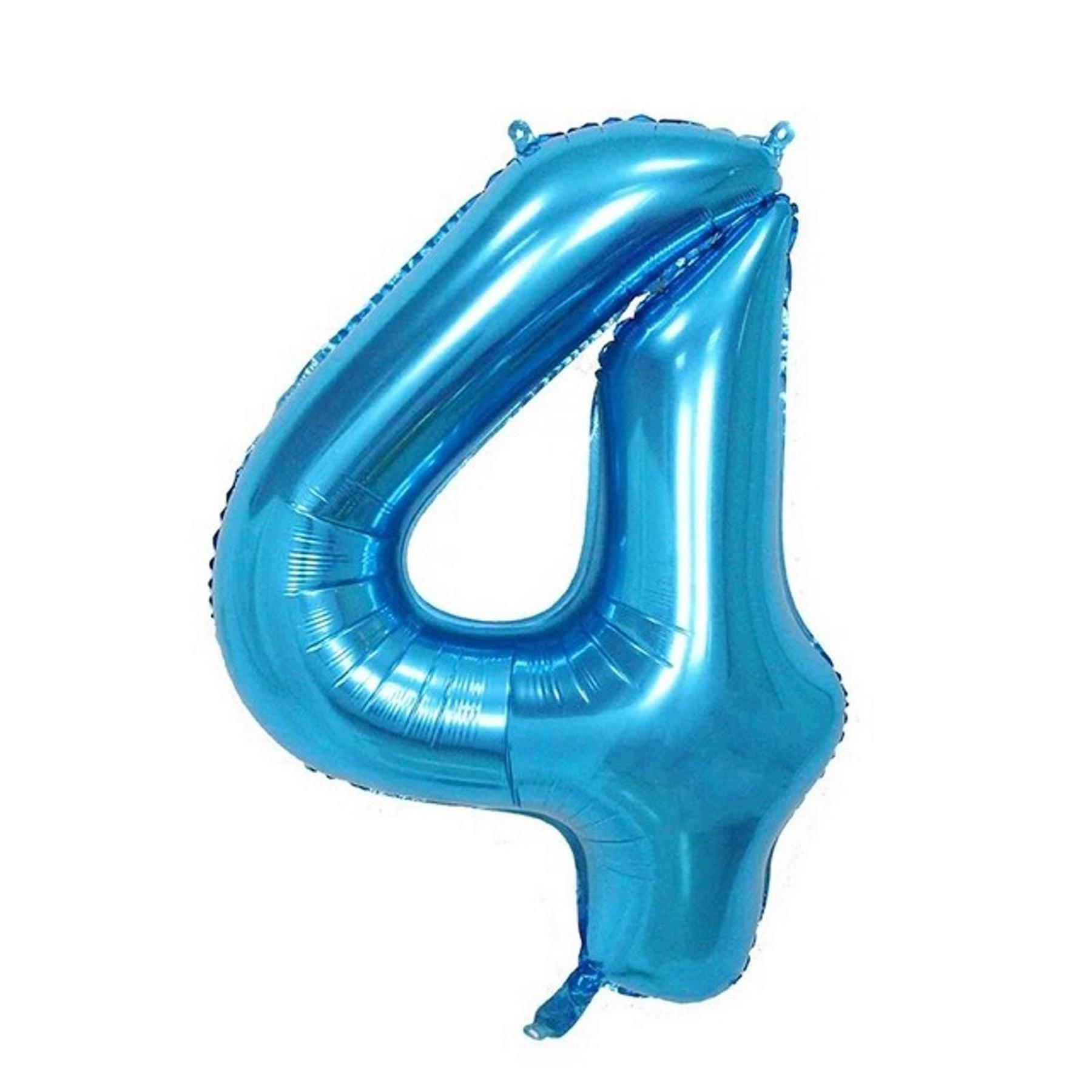 Folienballon - Blau/32inch - Zahl 4