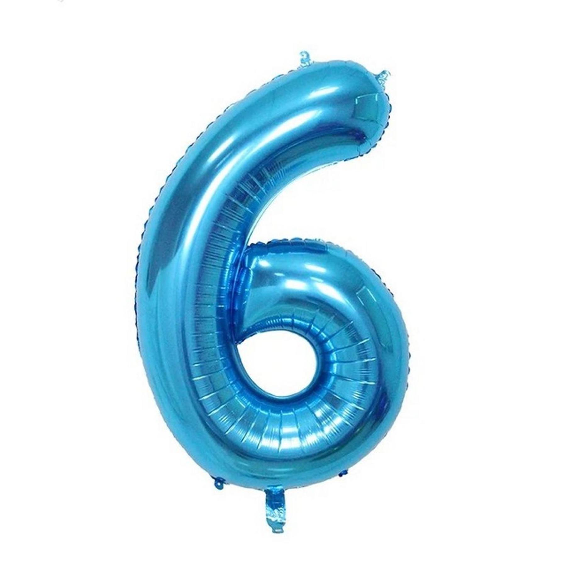 Folienballon - Blau/40inch - Zahl 6