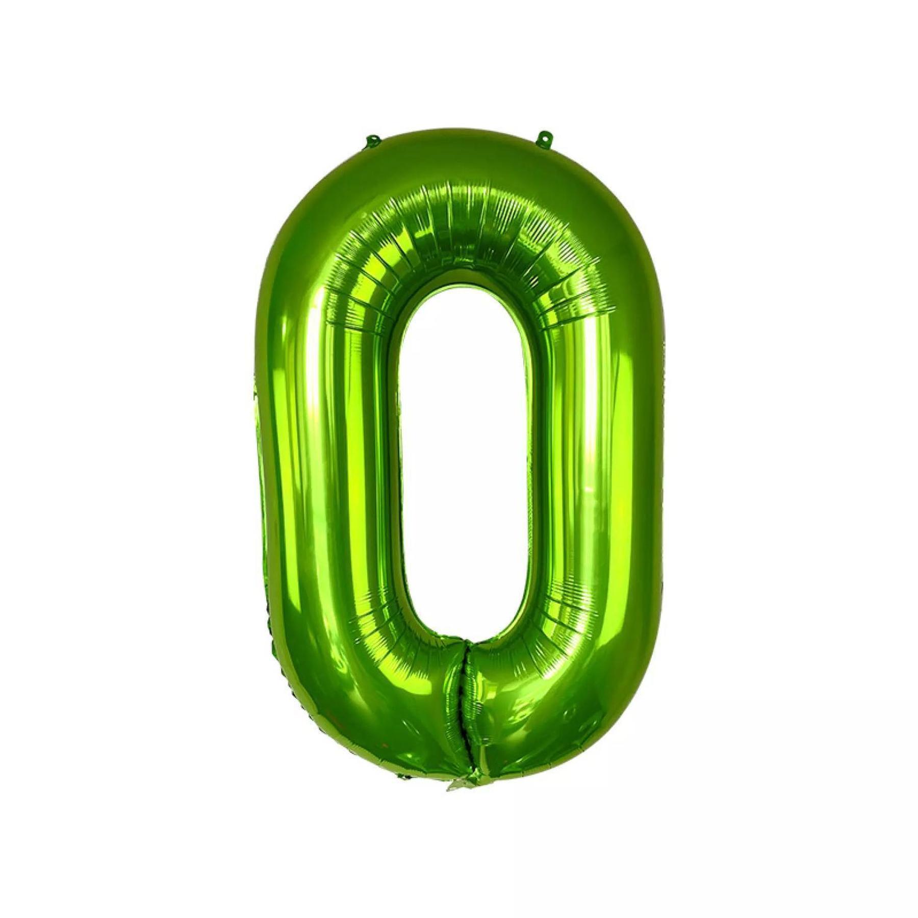 Folienballon Zahl 0, ca. 100 cm, Grün