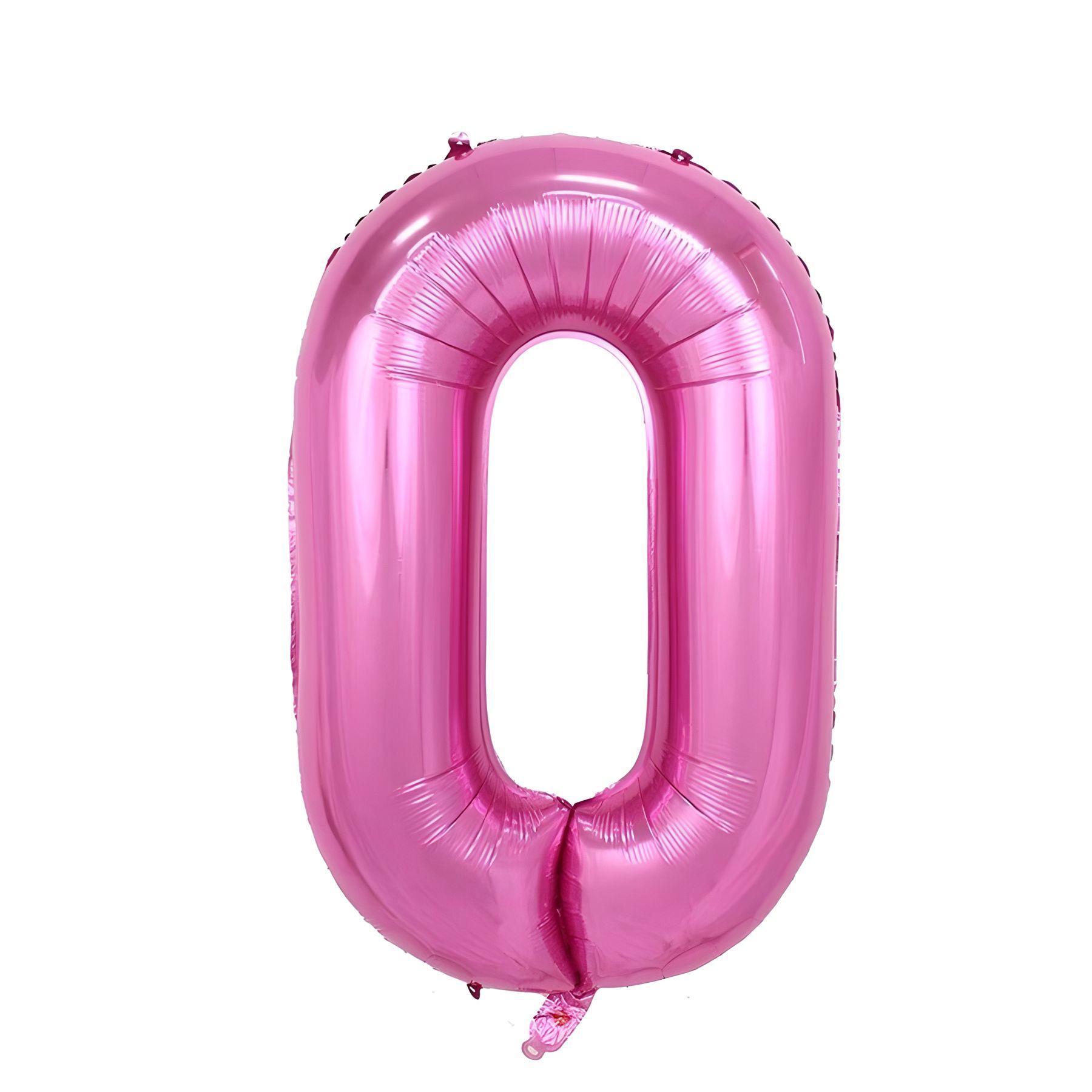Folienballon - Pink/40inch - Zahl 0