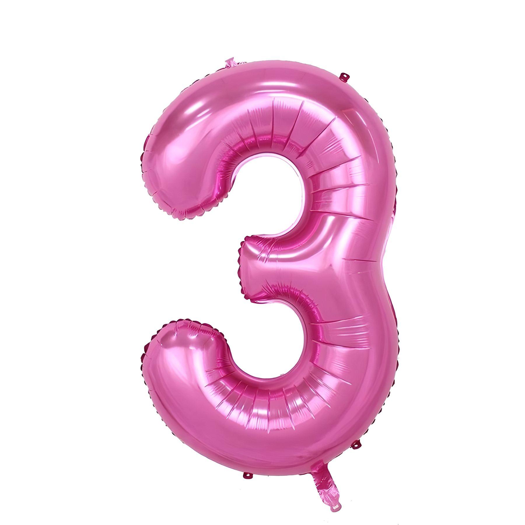 Folienballon - Pink/32inch - Zahl 3