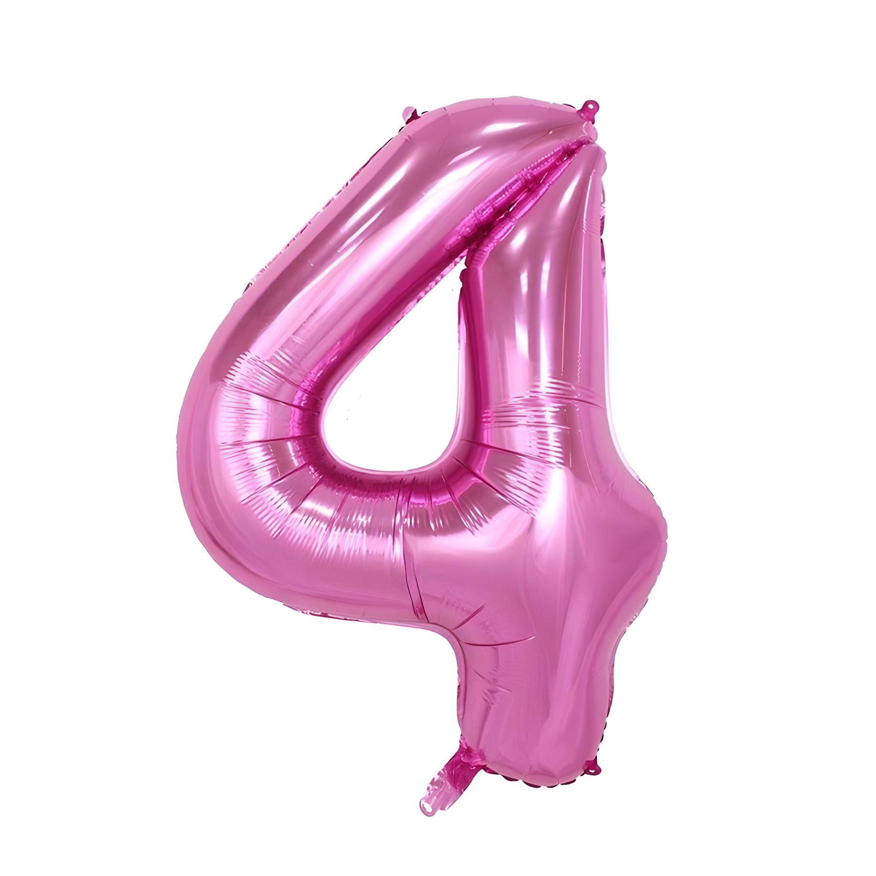 Folienballon - Pink/40inch - Zahl 4