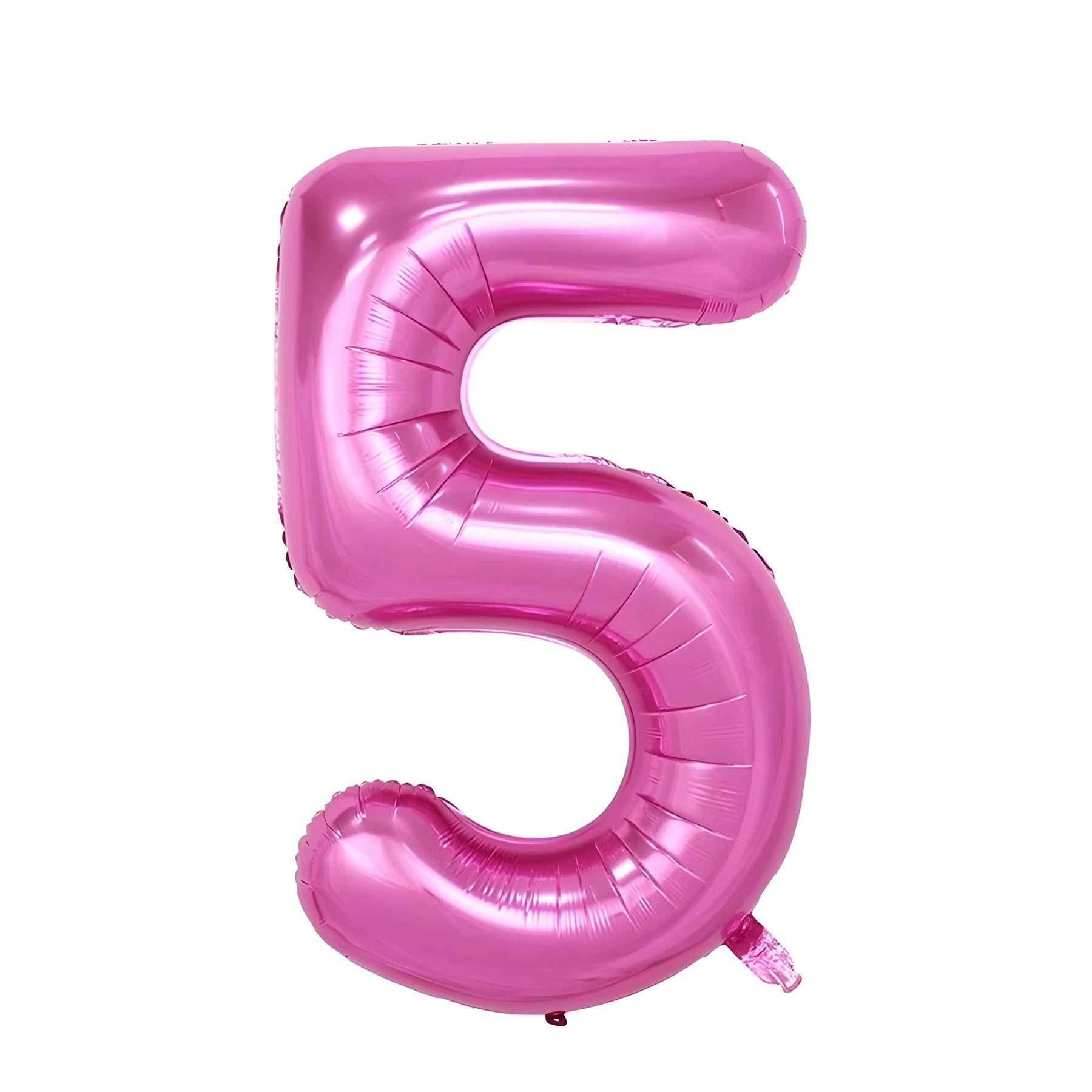 Folienballon - Pink/32inch - Zahl 5