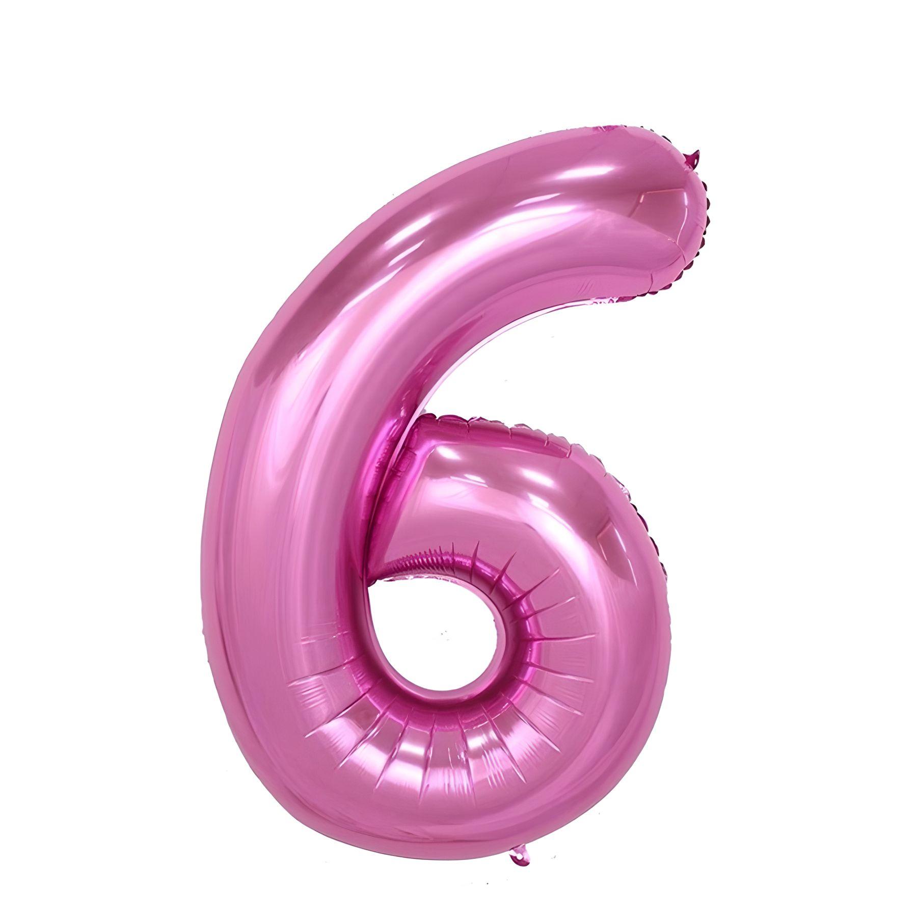 Folienballon - Pink/32inch - Zahl 6