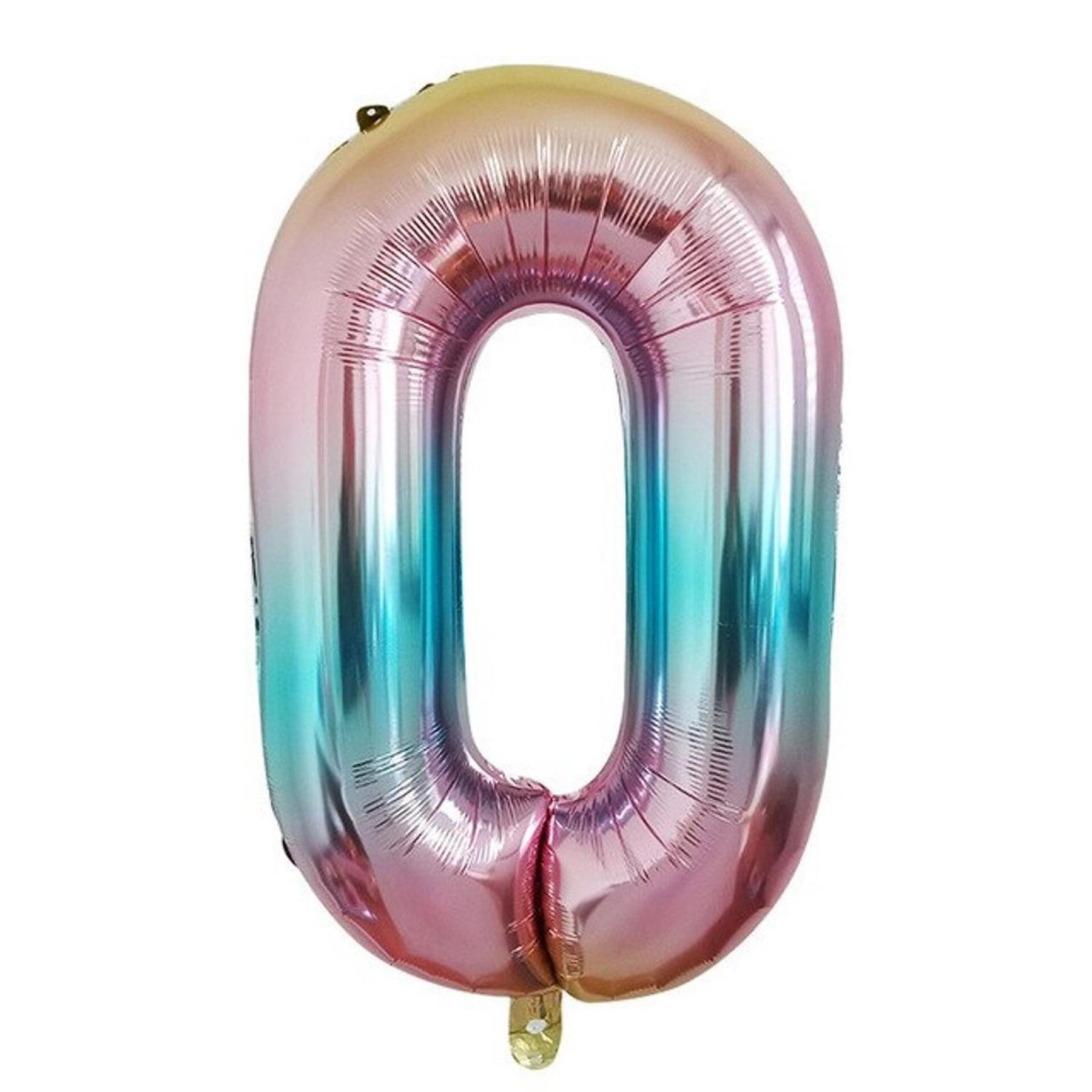 Folienballon - Regenbogenfarben/32inch - Zahl 0