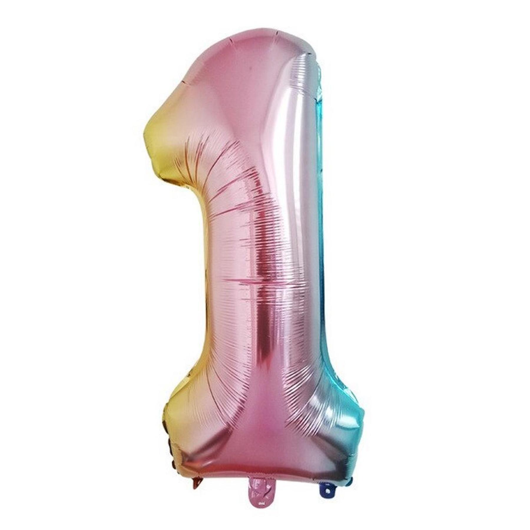 Folienballon - Regenbogenfarben/32inch - Zahl 1