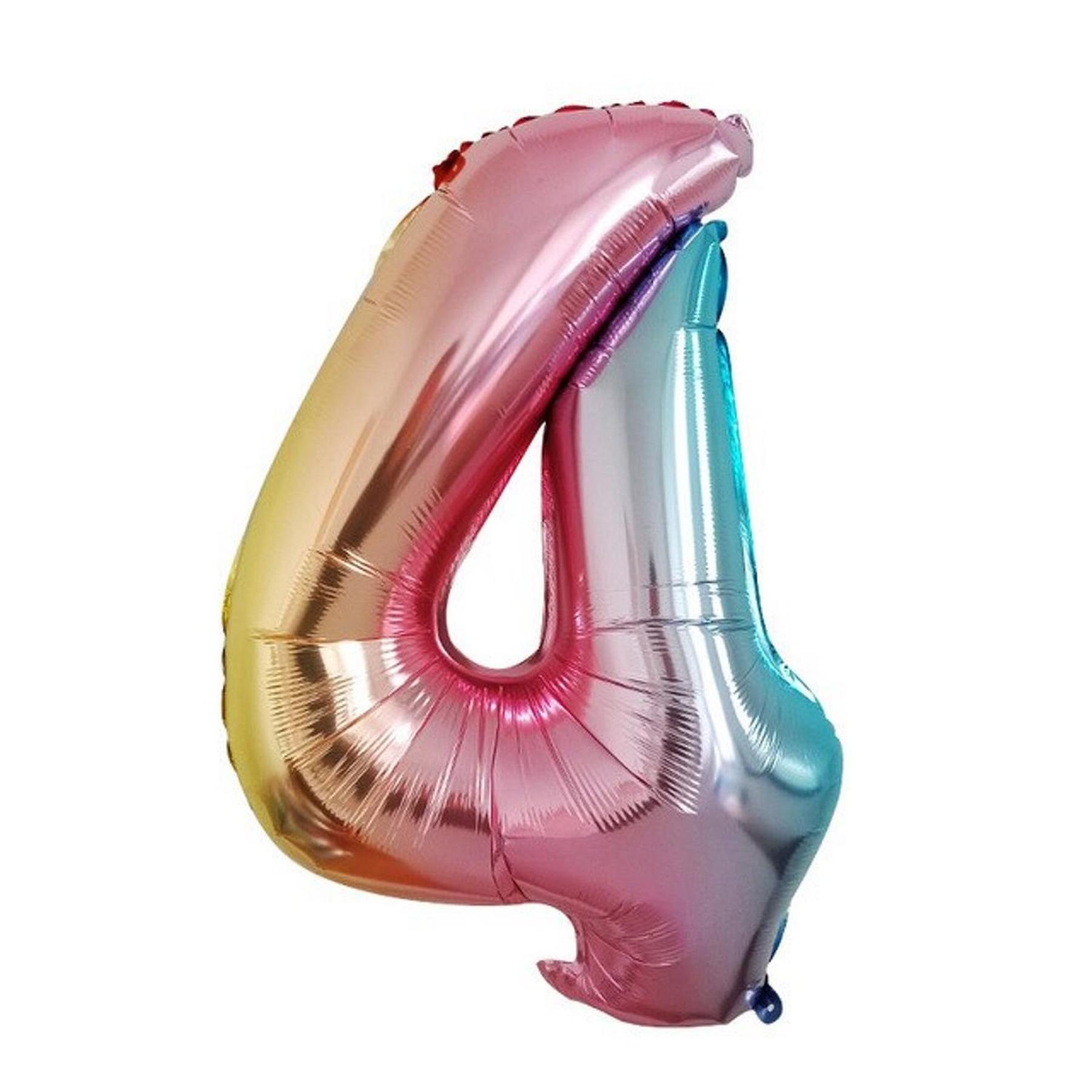Folienballon - Regenbogenfarben/32inch - Zahl 4