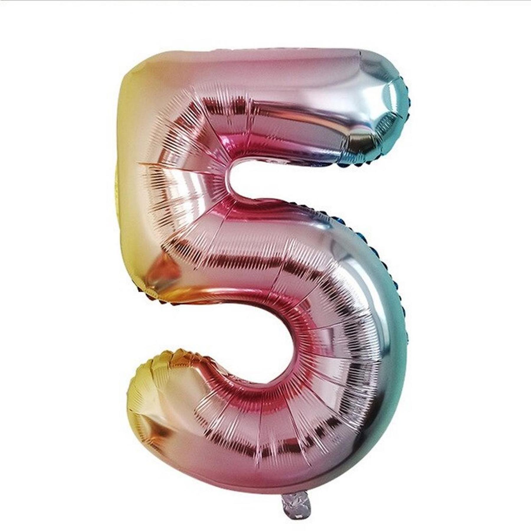 Folienballon - Regenbogenfarben/40inch - Zahl 5