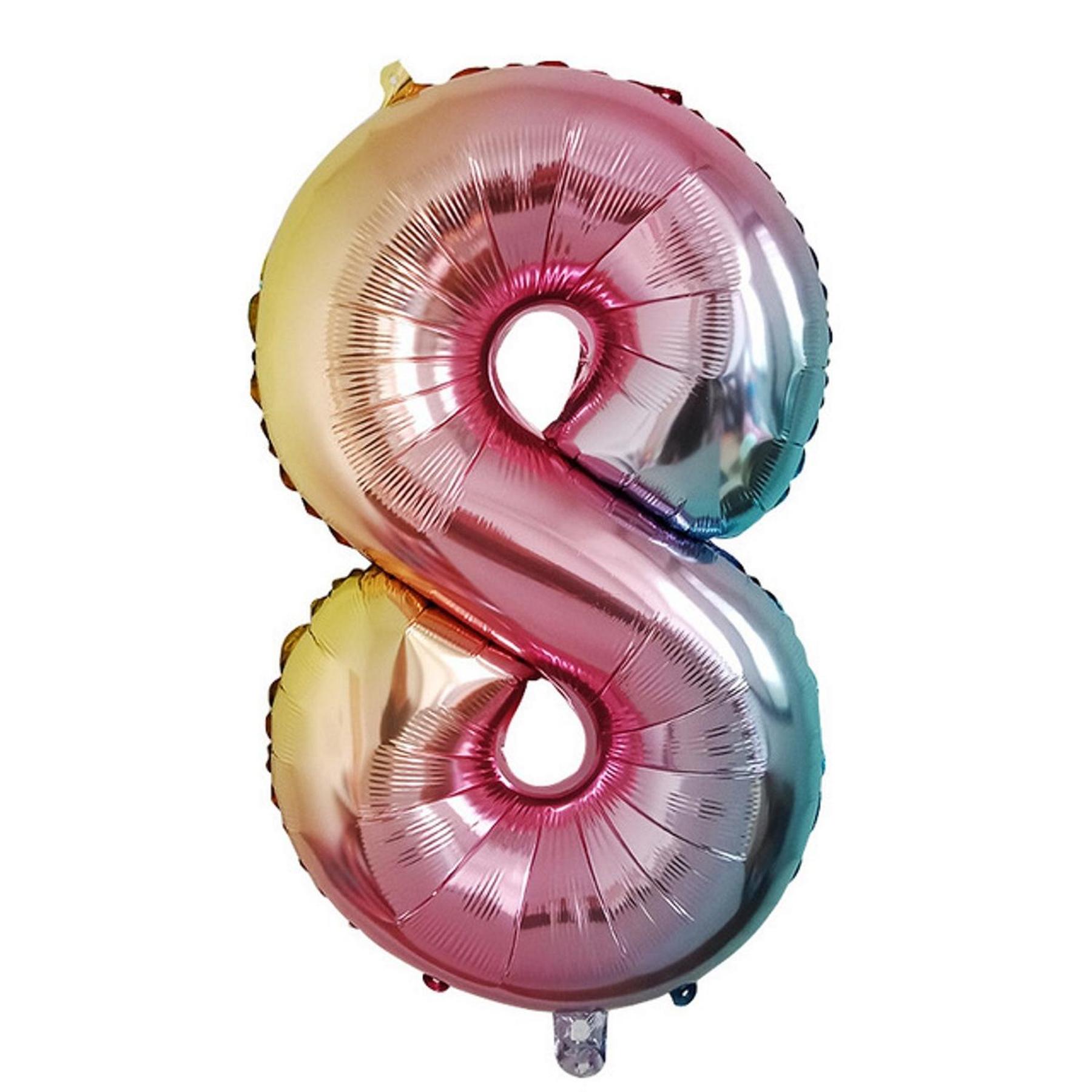 Folienballon - Regenbogenfarben/32inch - Zahl 8