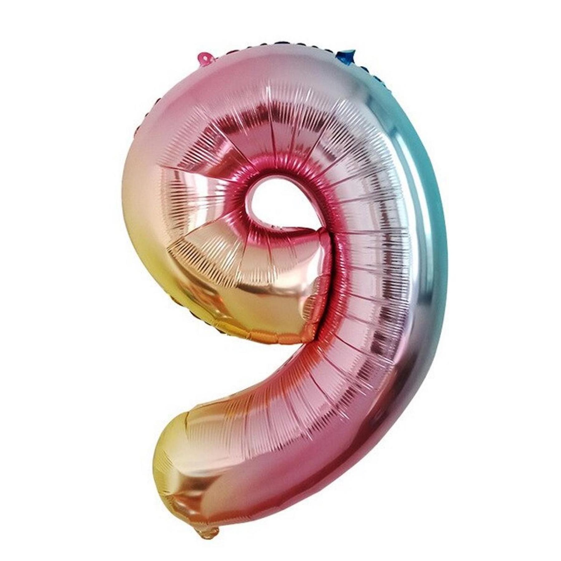 Folienballon - Regenbogenfarben/40inch - Zahl 9