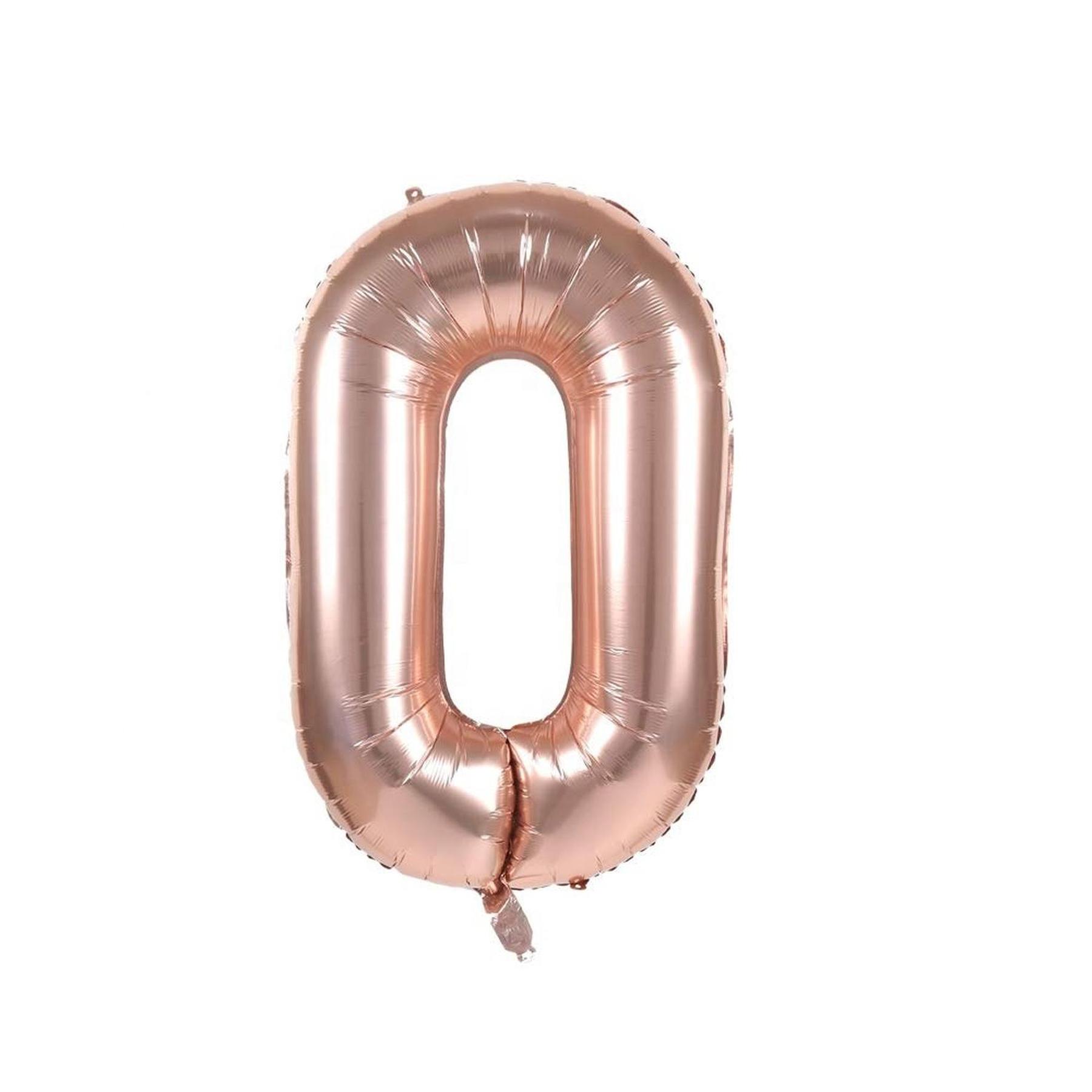 Folienballon Zahl 0, ca. 80 cm, rosegold, für Luftbefüllung