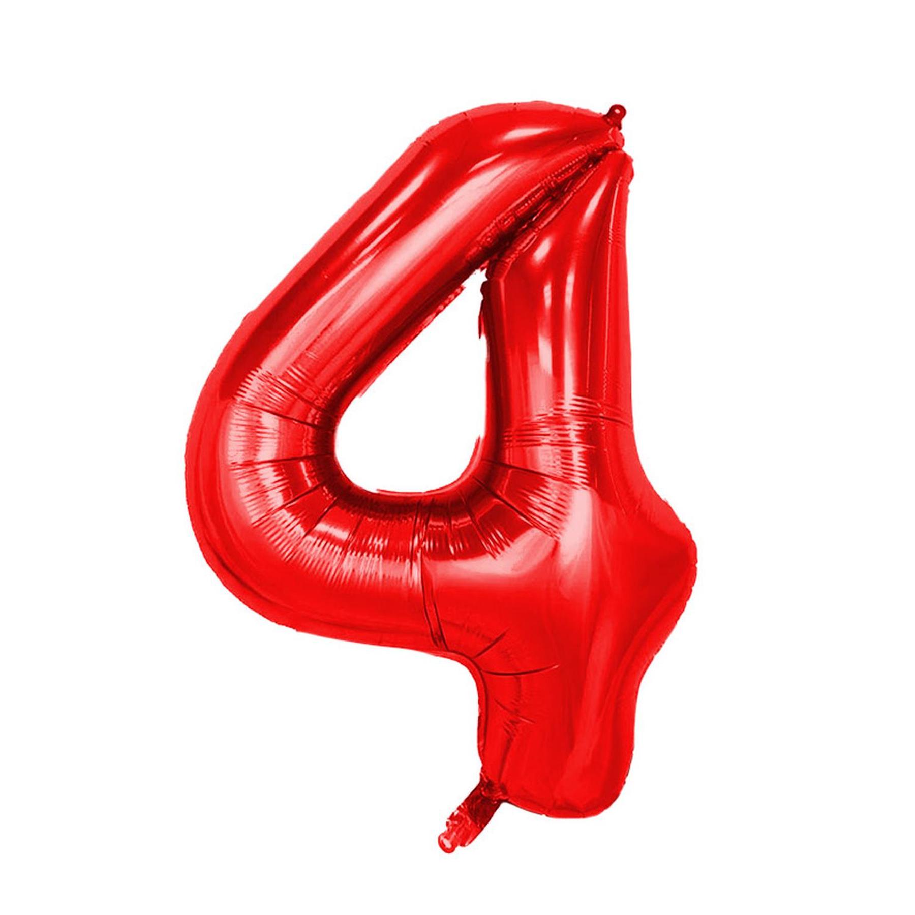 Folienballon - Rot/40inch - Zahl 4