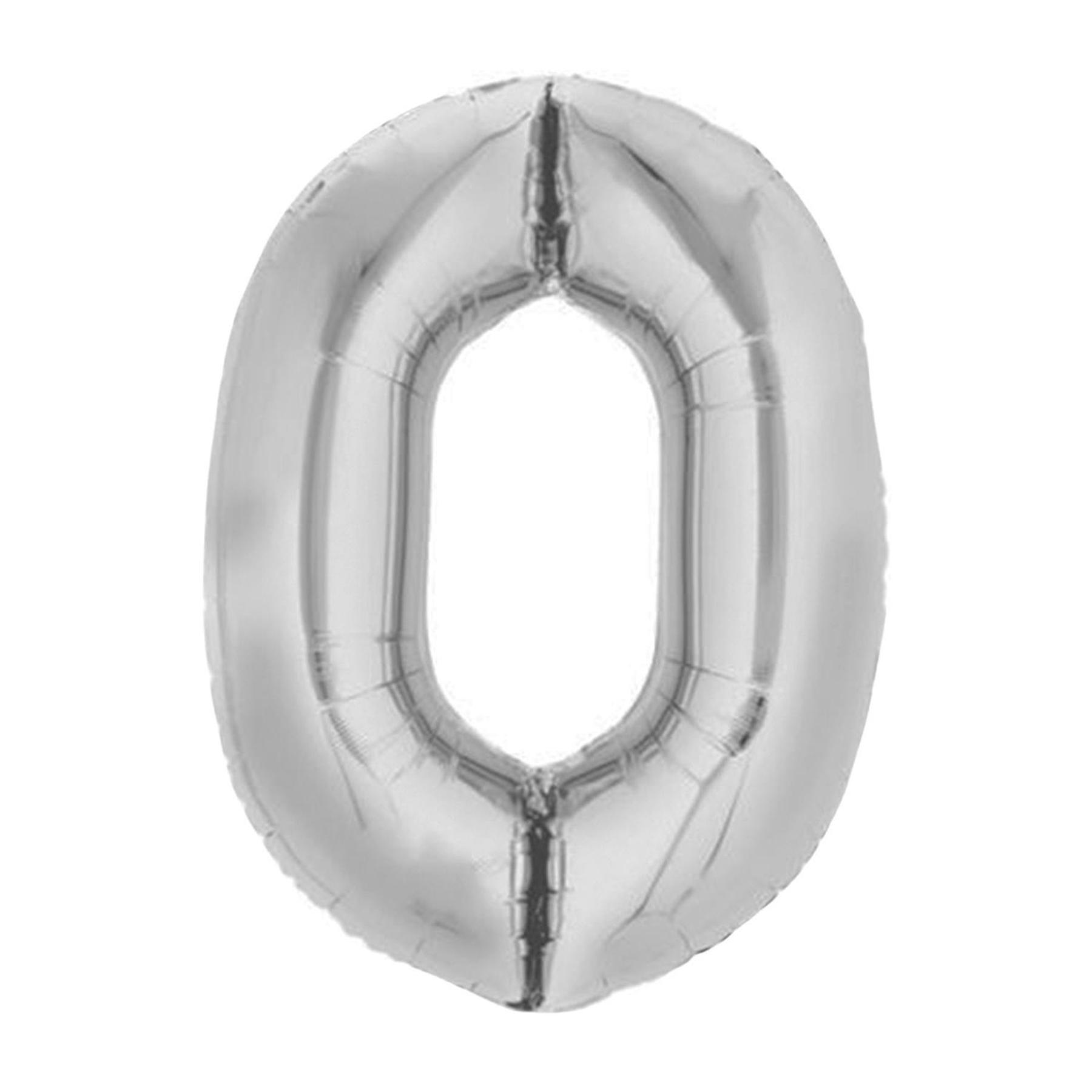 Folienballon - Silber/32inch - Zahl 0