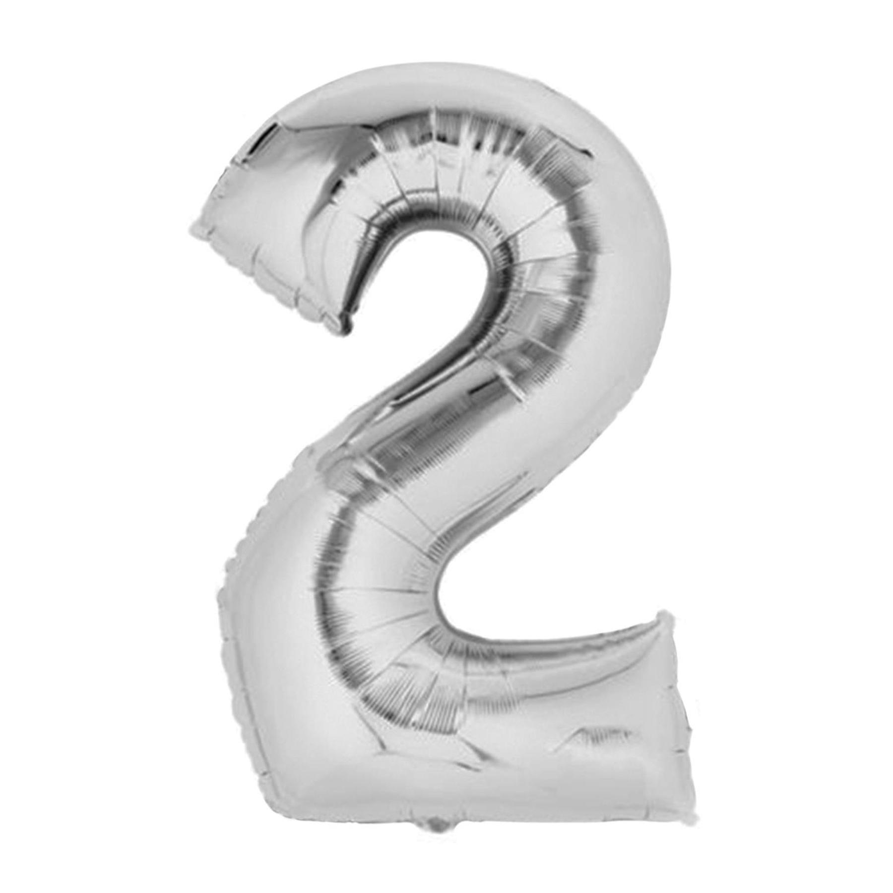 Folienballon - Silber/32inch - Zahl 2