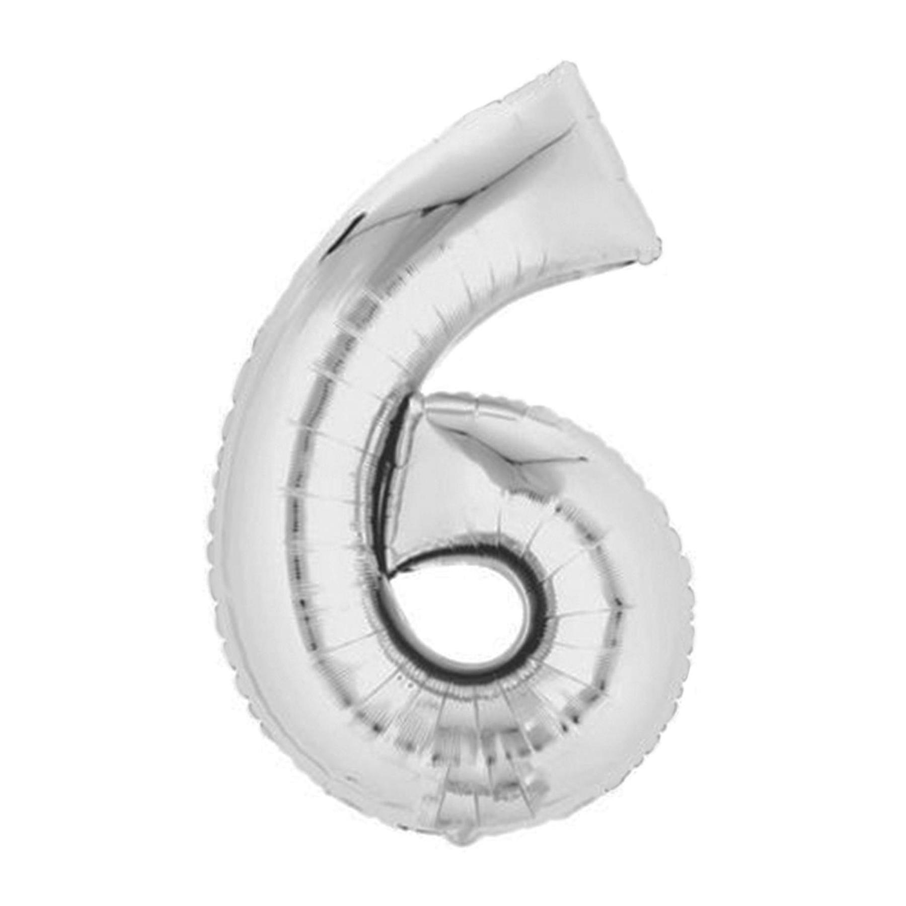 Folienballon - Silber/32inch - Zahl 6