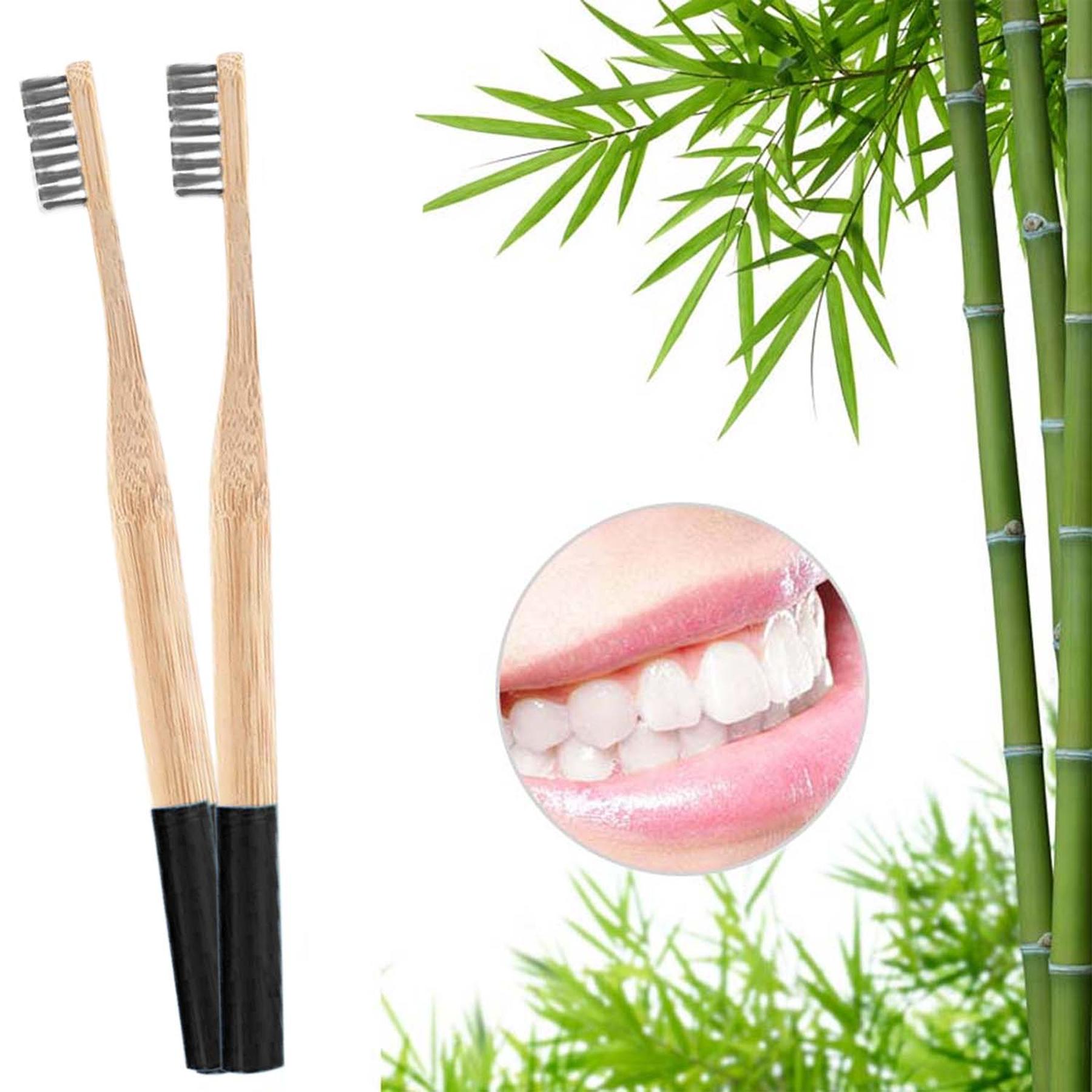 12er Set - Bambus Zahnbürsten - weiße Borsten