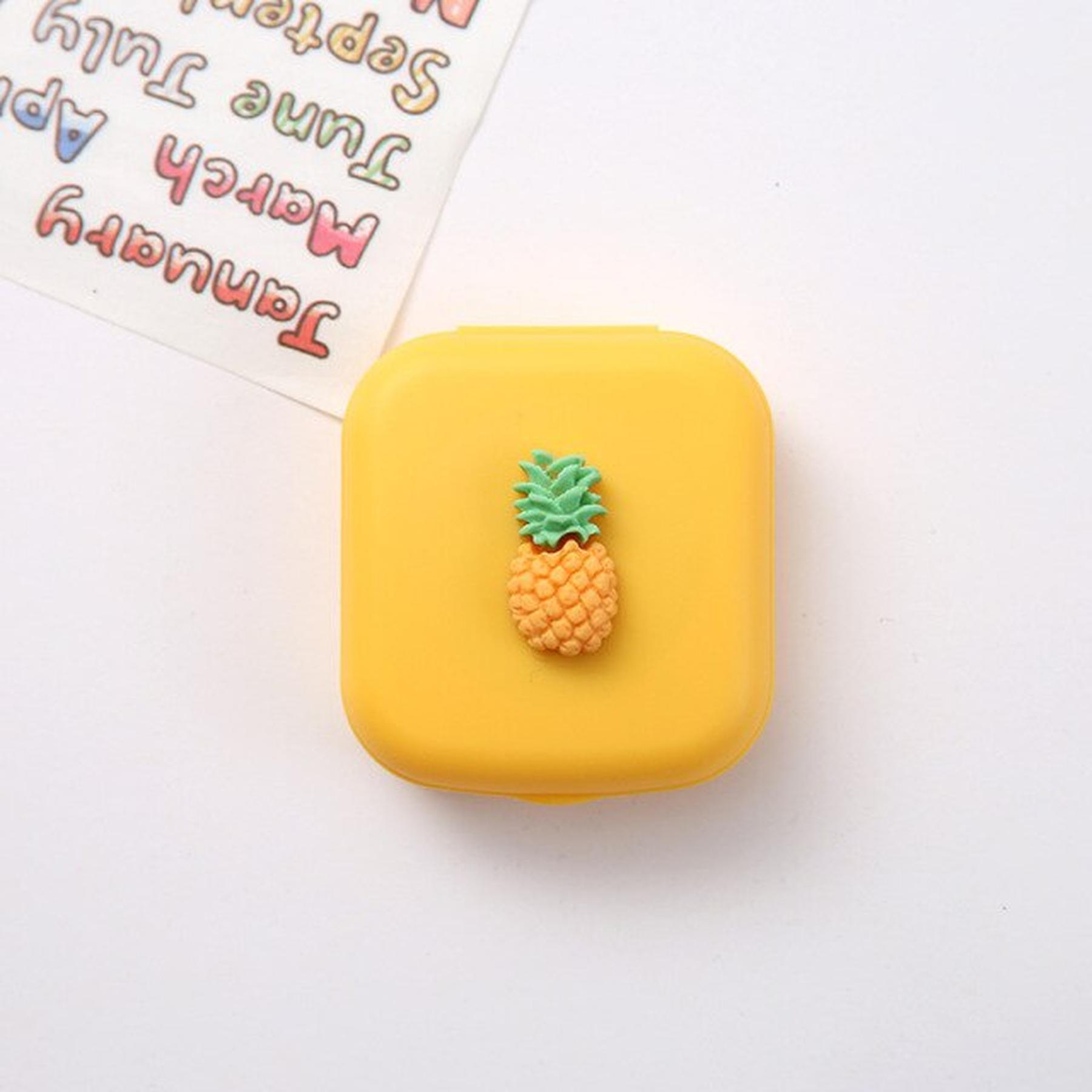 Kontaktlinsenbox - Set Gelb mit Ananas
