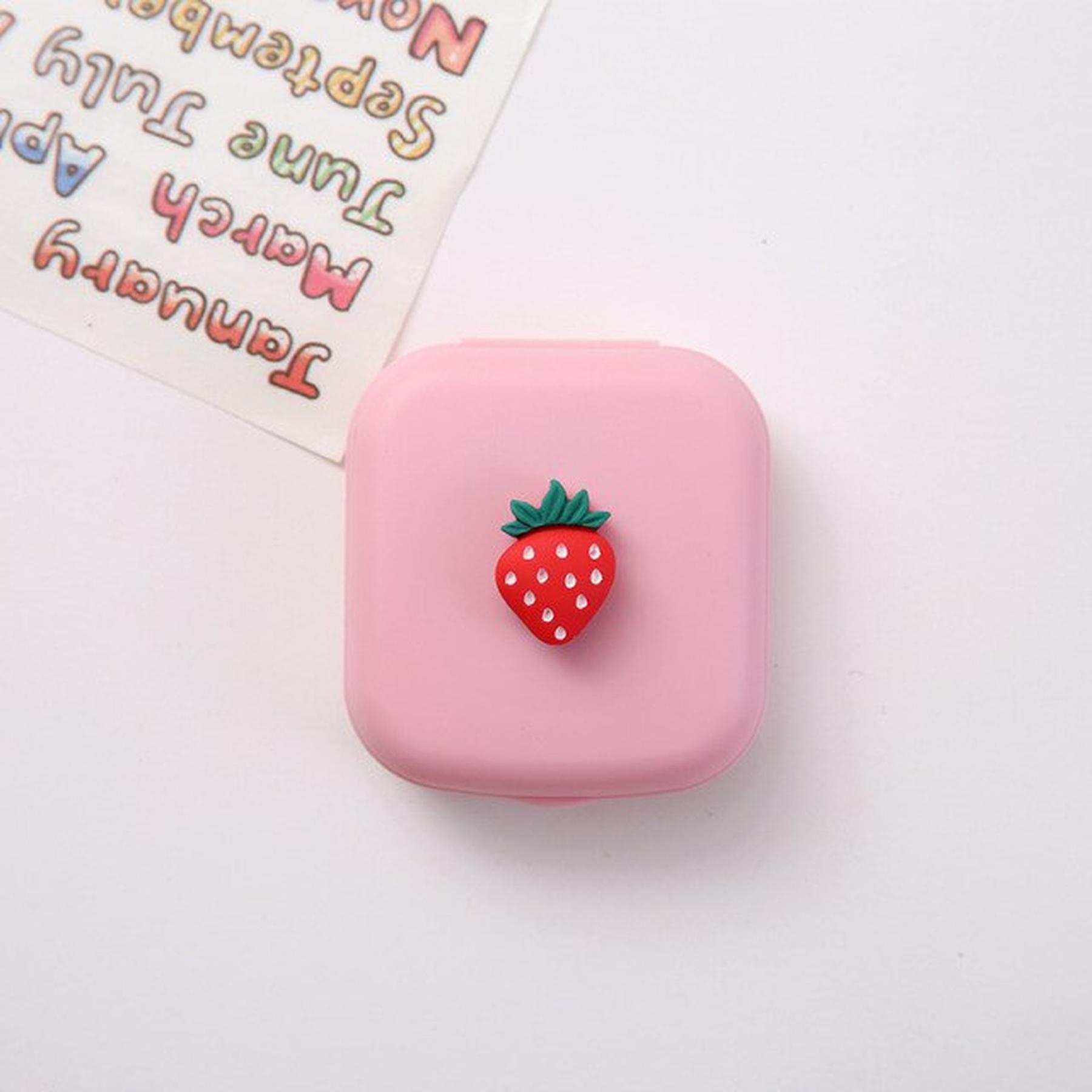 Kontaktlinsenbox - Set Rosa mit Erdbeere