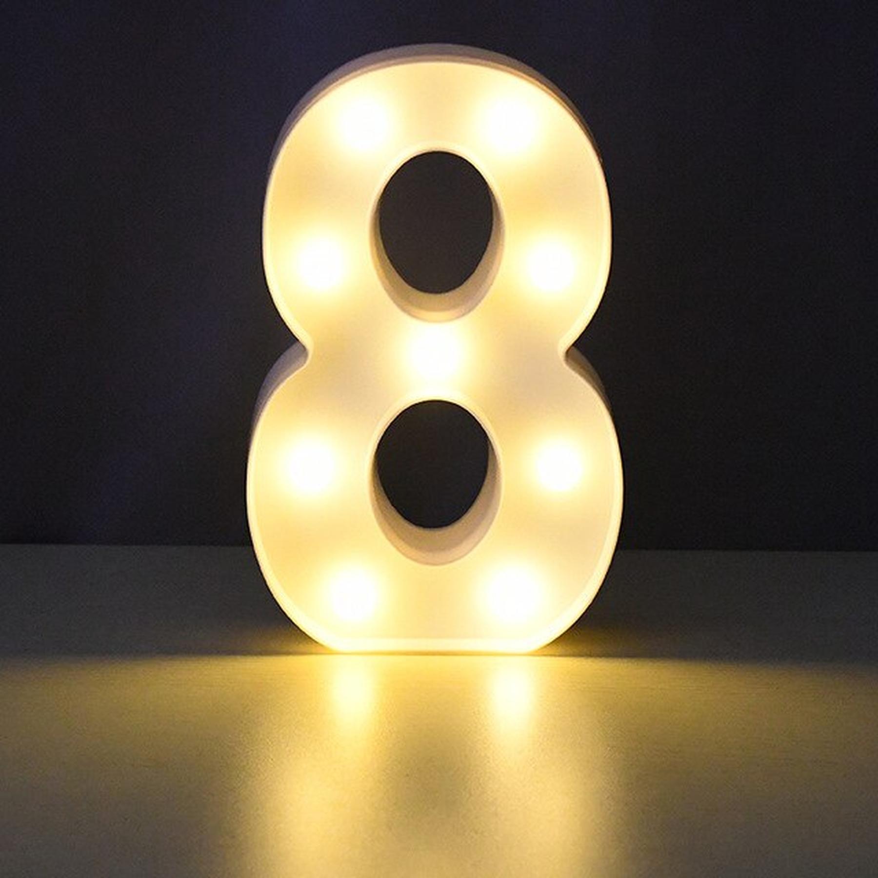 LED Leuchtzahl 3D, weiß, Zahl 8