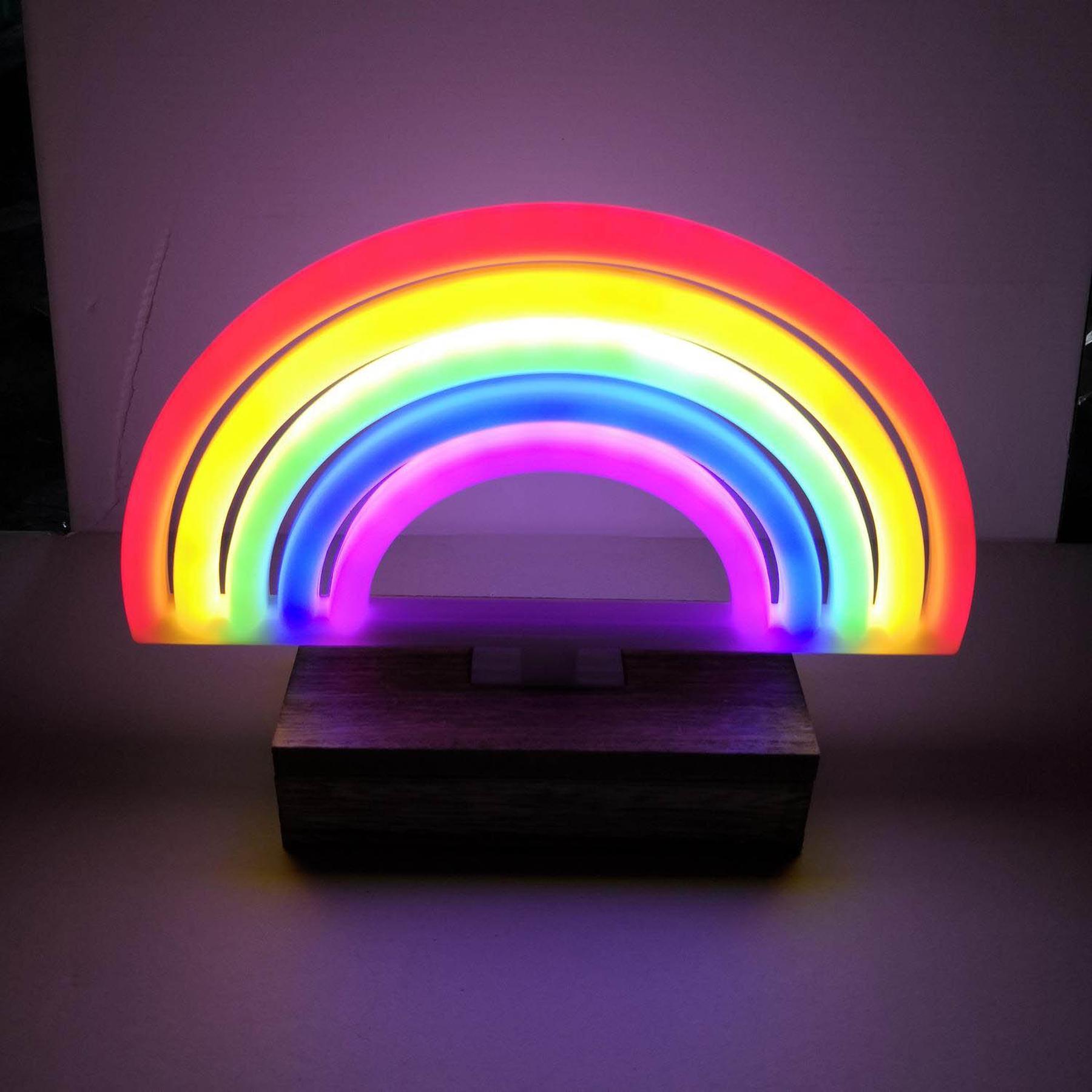 NEON LED Licht, dekorative Stand-Leuchte, Regenbogen bunt, ca. 23 x 20 x  8,5 cm
