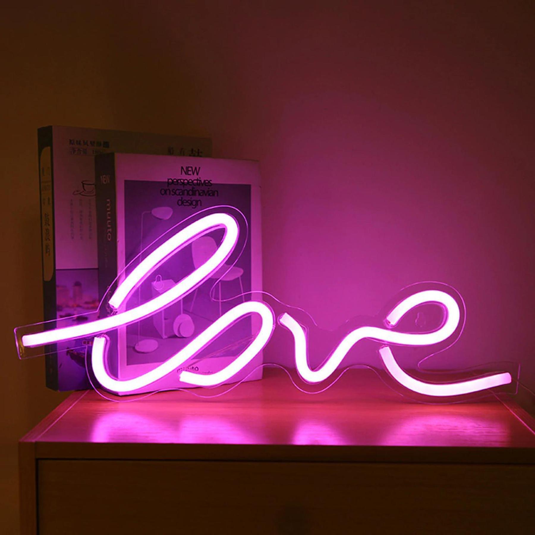NEON LED Licht, dekorative Wand-Leuchte, Love Schriftzug pink, ca