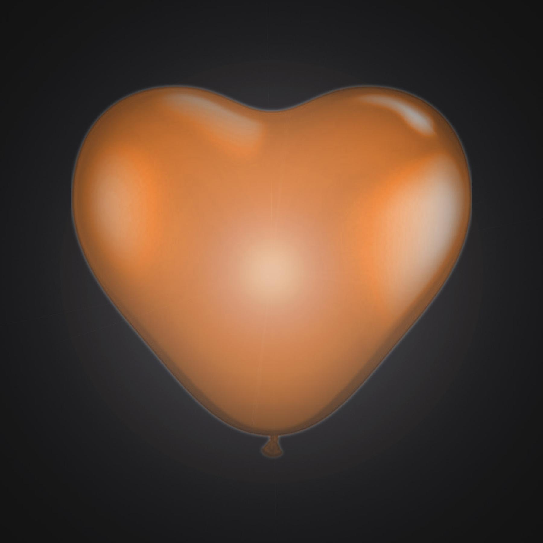 5 Herzballons mit LED, 30 cm, Orange