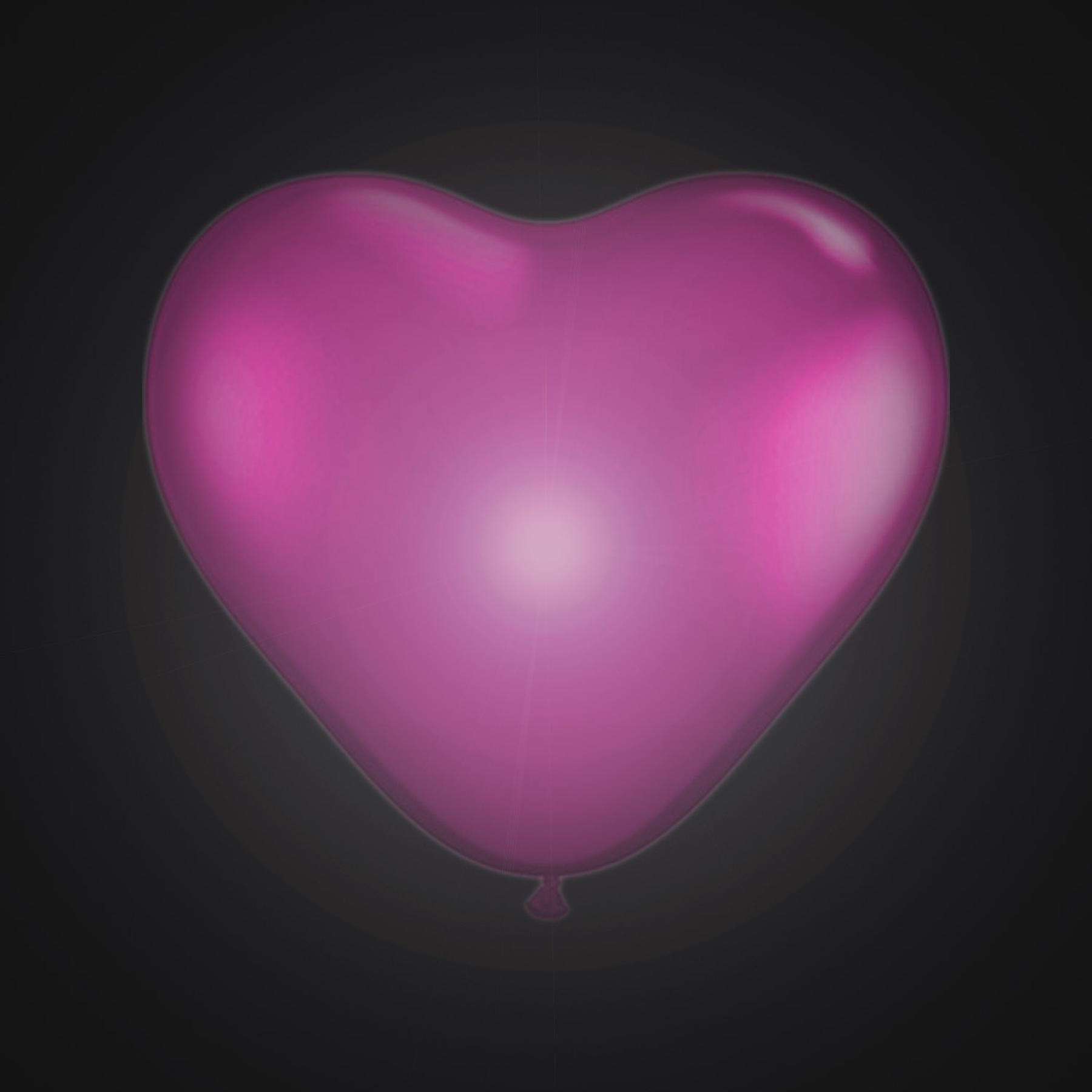 50 Herzballons mit LED, 30 cm, Pink