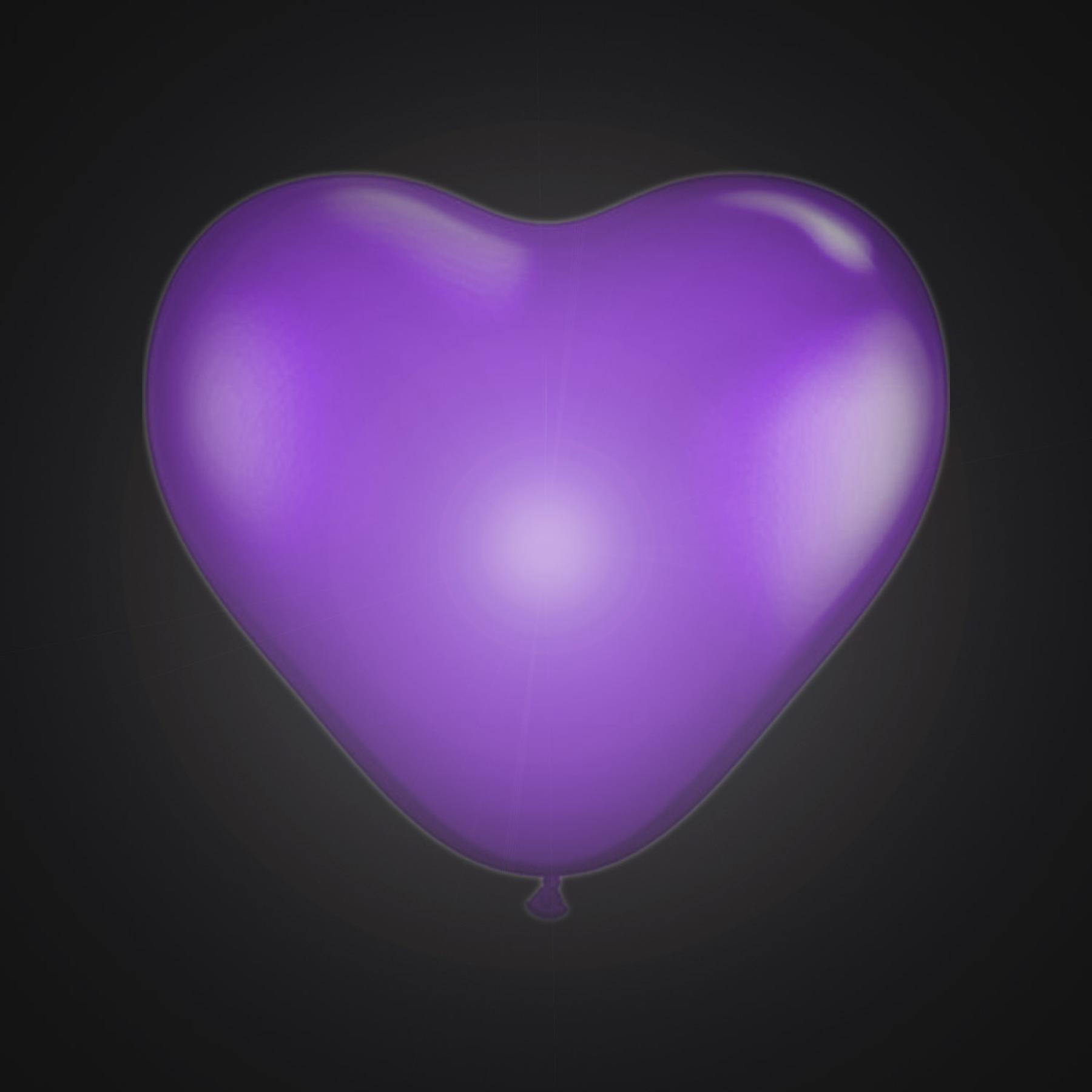25 Herzballons mit LED, 30 cm, Violett