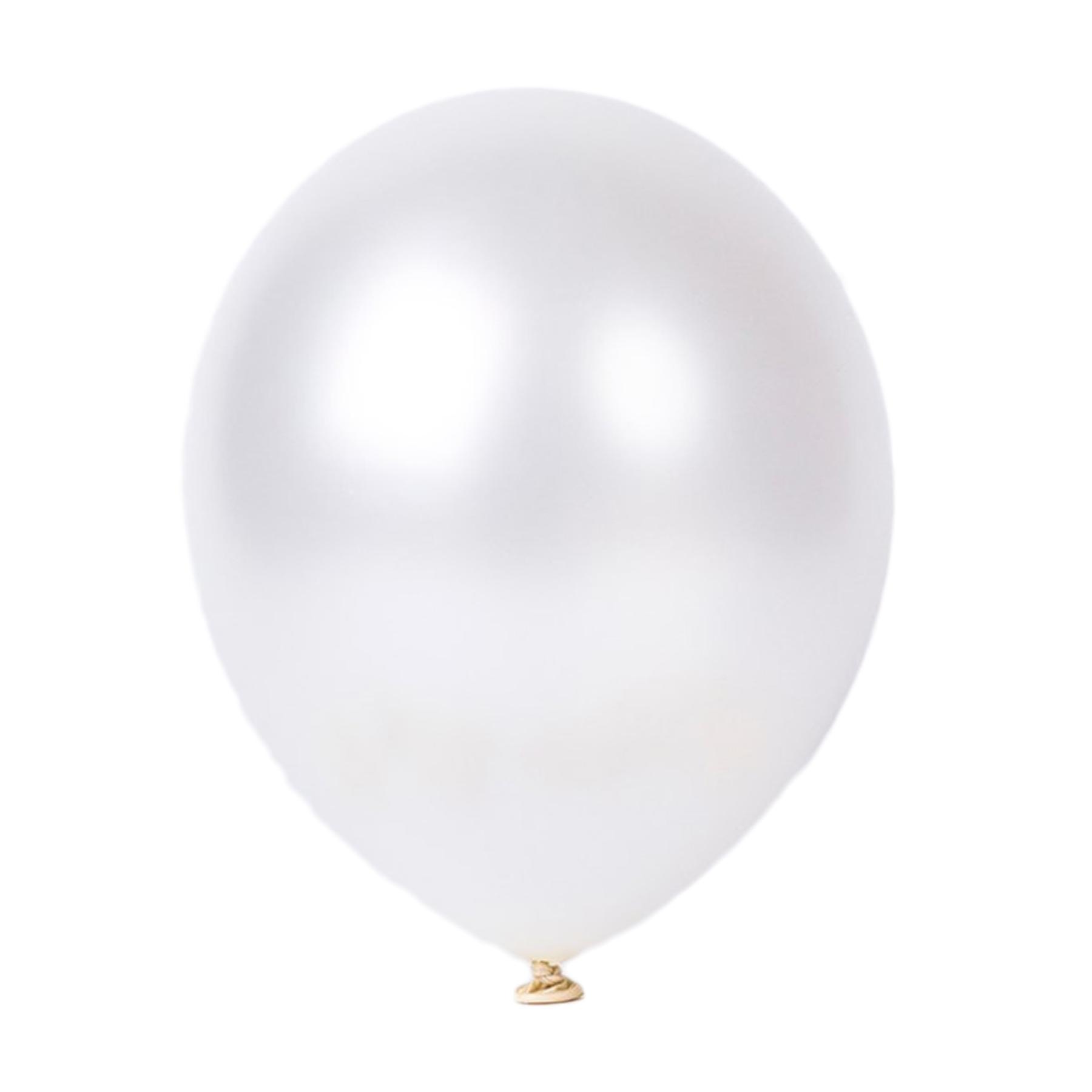 10er SET - Latex Luftballon - 12inch - Weiß - Metallic (glänzend)